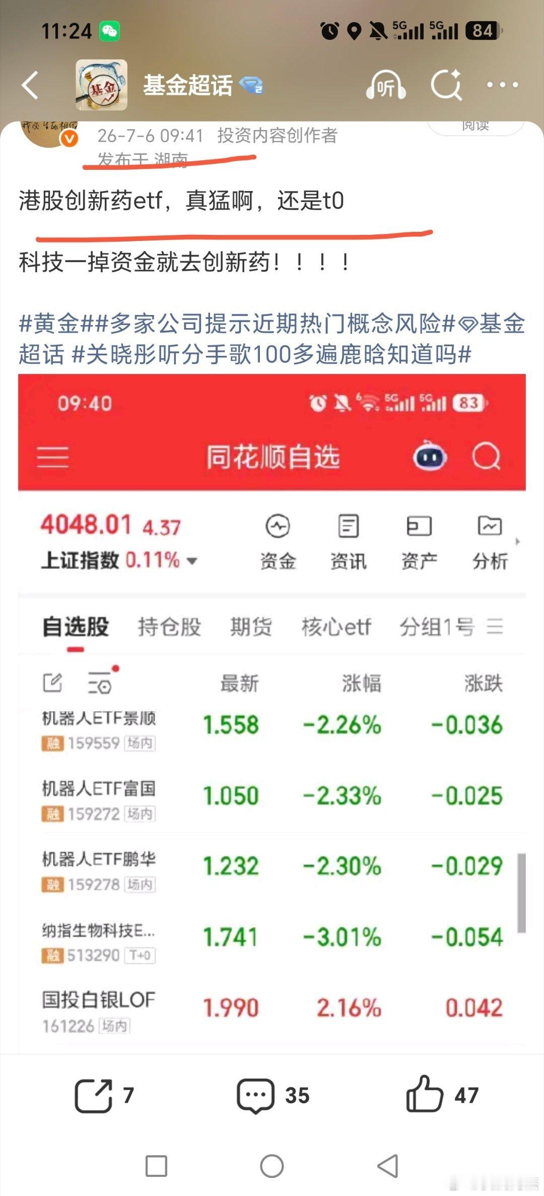 港股创新药etf和创新药富国etf的逻辑提了多次了，科技回落，调整，资金就去创新
