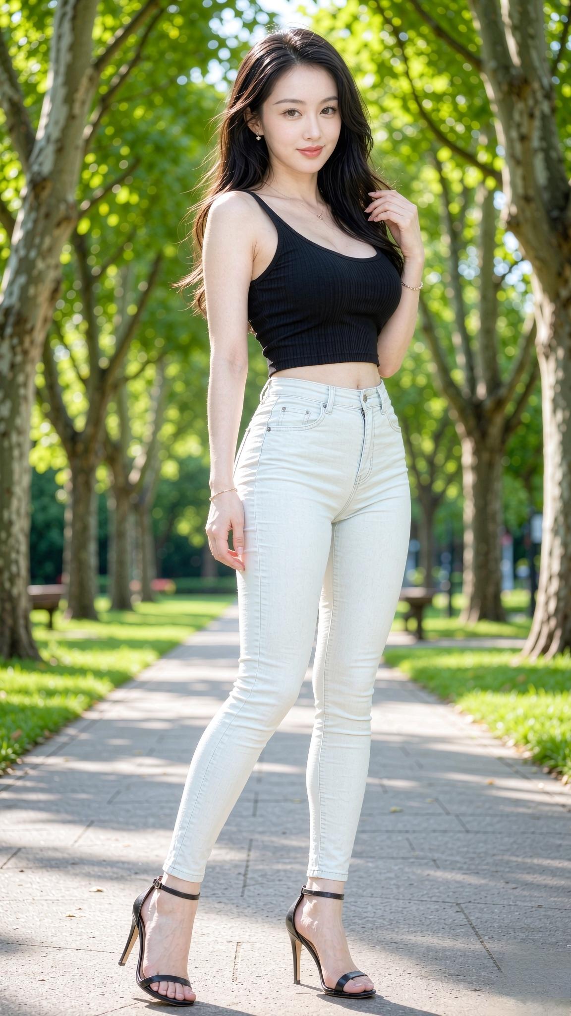分享绝美的美女照公园美景美女