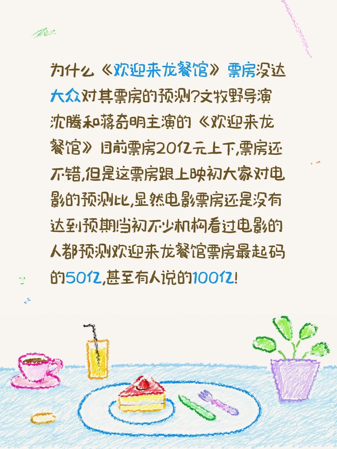 为什么《欢迎来龙餐馆》票房没达大众对其票房的预测?文牧野导演沈腾和蒋奇明主演的《
