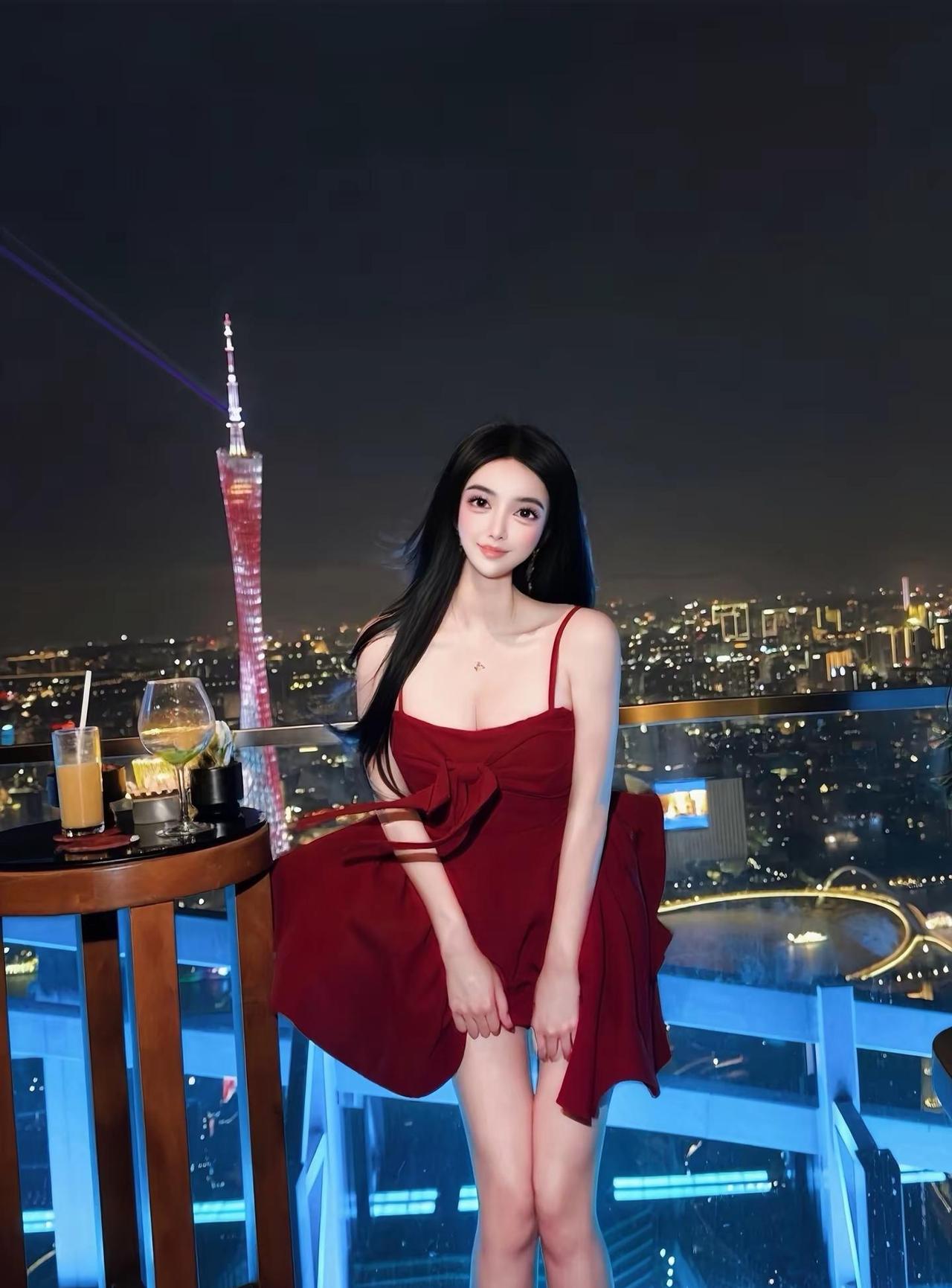 无心自困 自由至上红裙出片 广州塔酒 御姐氛围感 广州塔氛围感