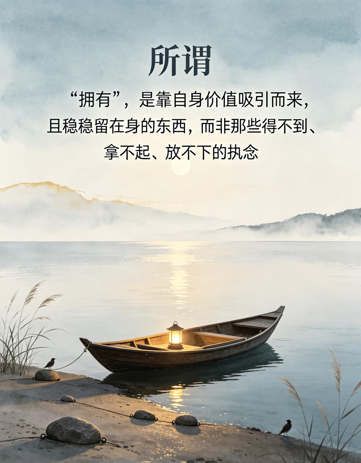 所谓“拥有”，
是靠自身价值吸引而来，且稳稳留在身的东西，而非那些得不到、拿不起