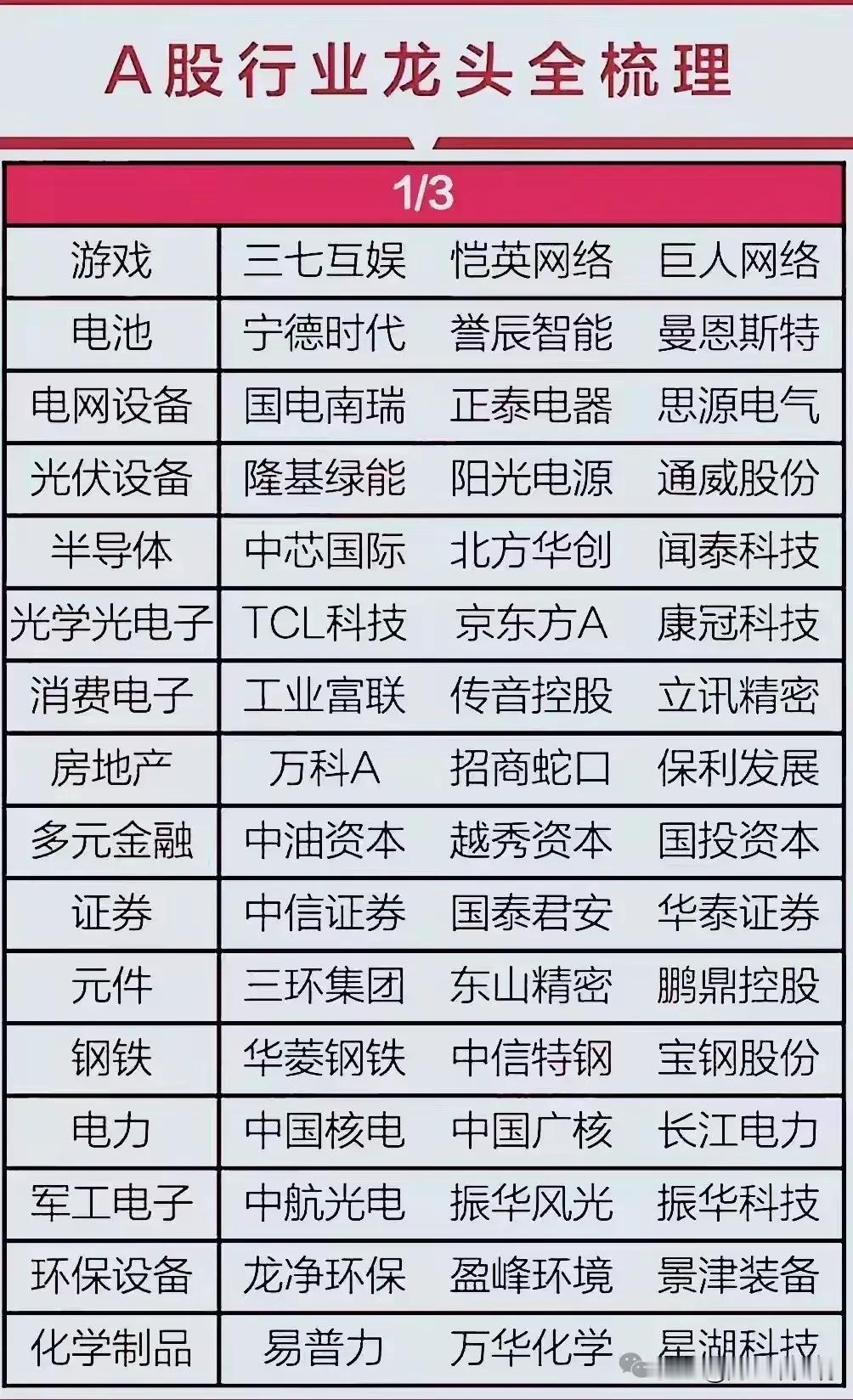 A股行业细分龙头盘点！
计算机软件：浪潮信息、恒生电子
消费电子光学：TCL科技