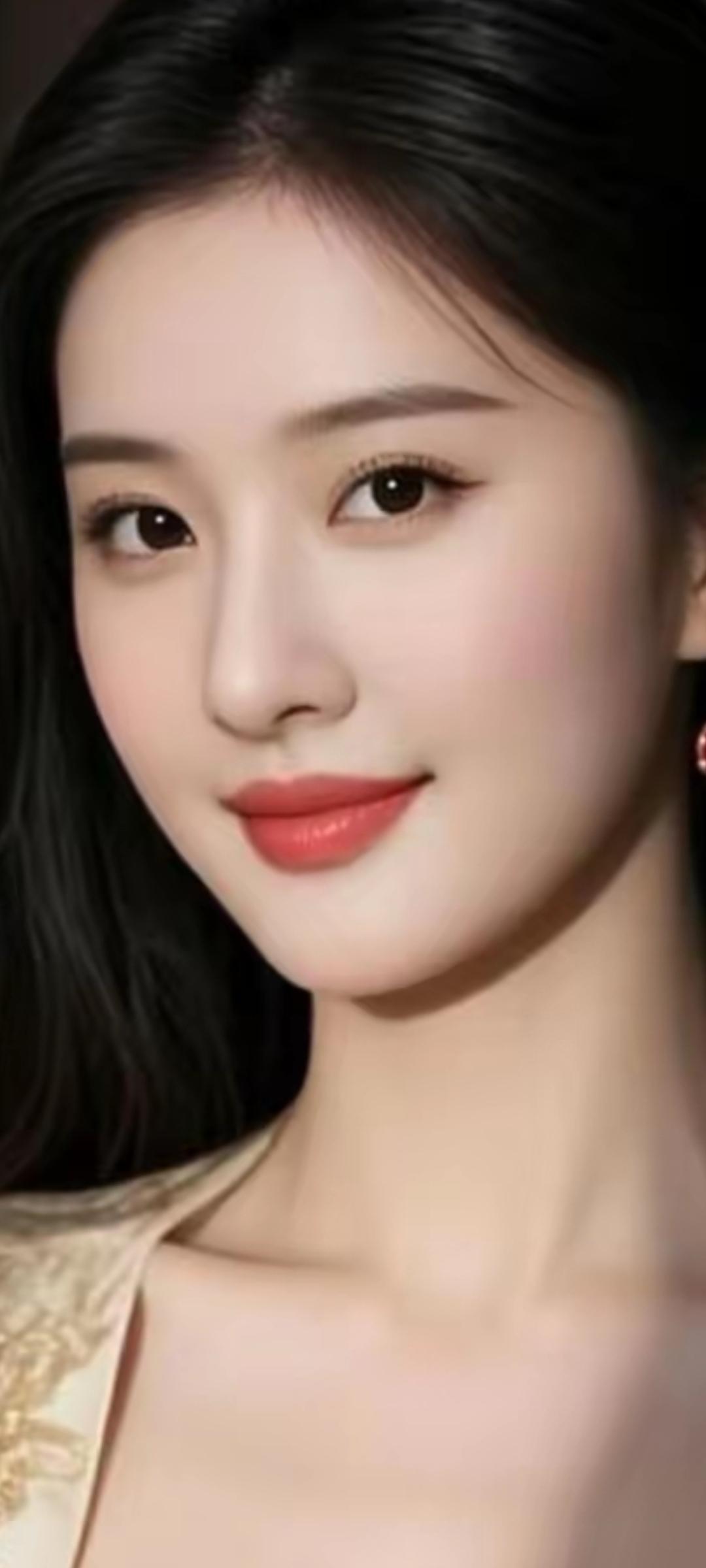 温柔甜美的少女，红唇轻启，散发迷人魅力。