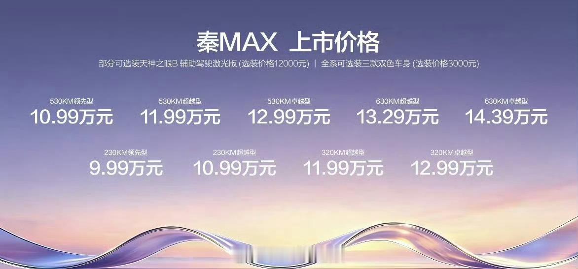如今花9.99万元可以买到230KM纯电续航、11.99万元可以买到320KM纯