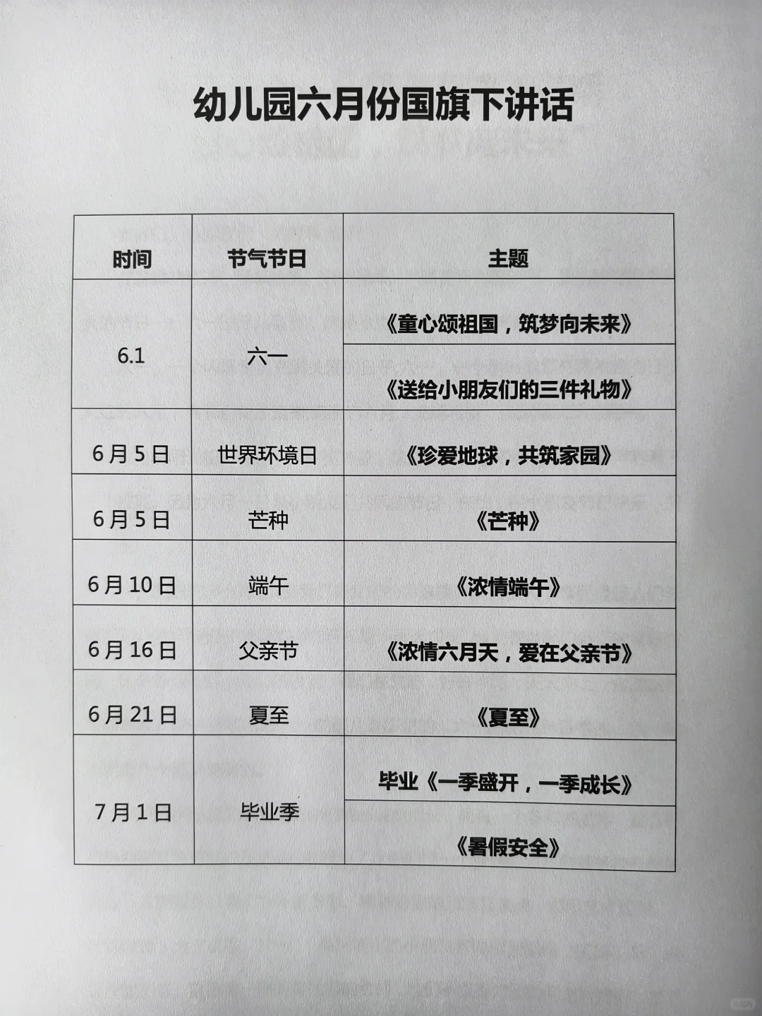 幼儿园六月份国旗下讲话（9篇）