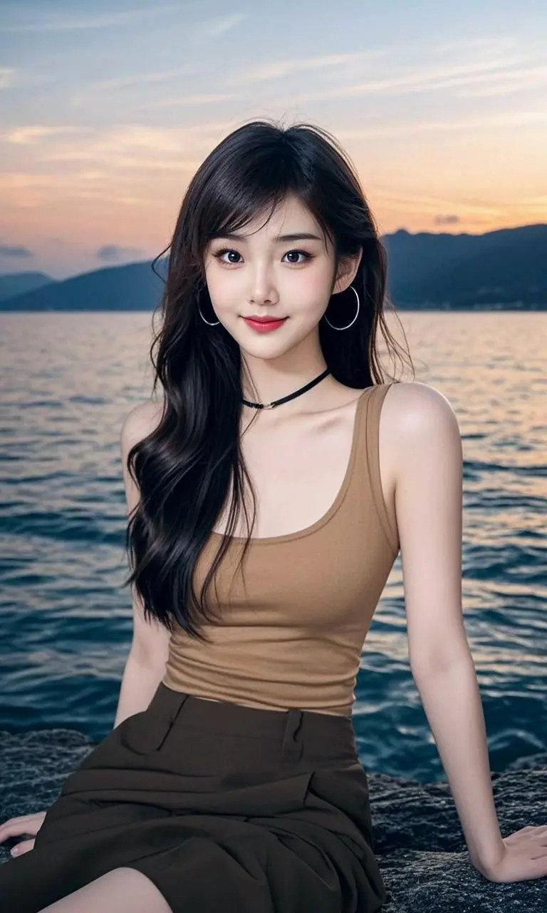 AI海边的优雅女神