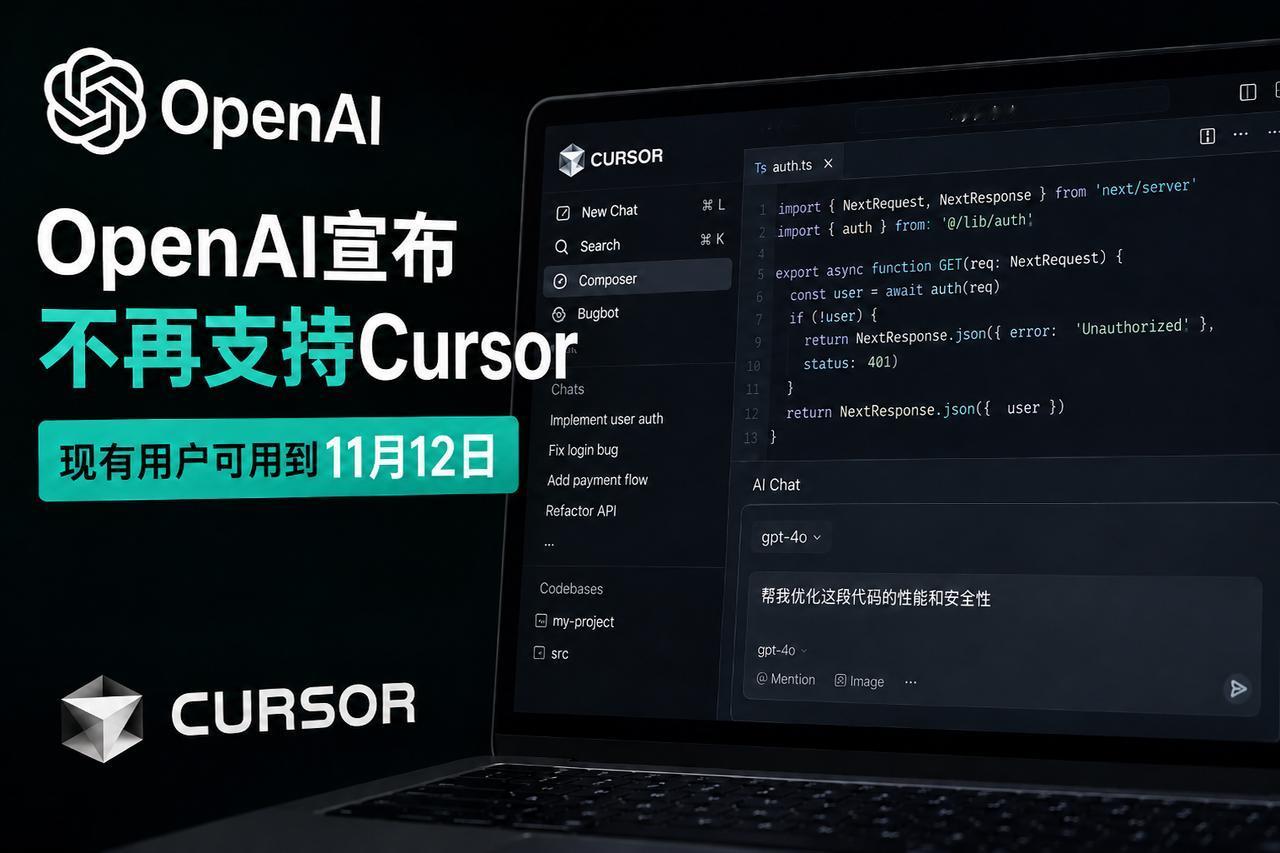 OpenAI宣布不再支持Cursor，习惯在Cursor里用GPT的人要做选择了