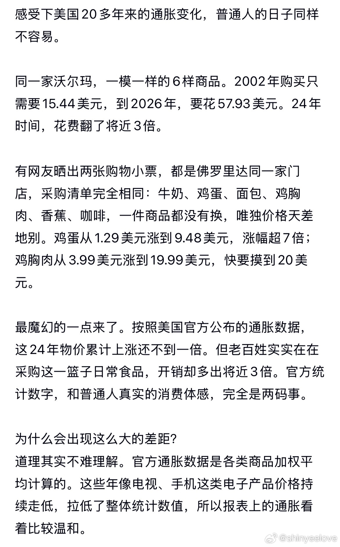 感受下美国20多年来的通胀变化，普通人的日子同样不容易。 ​​​