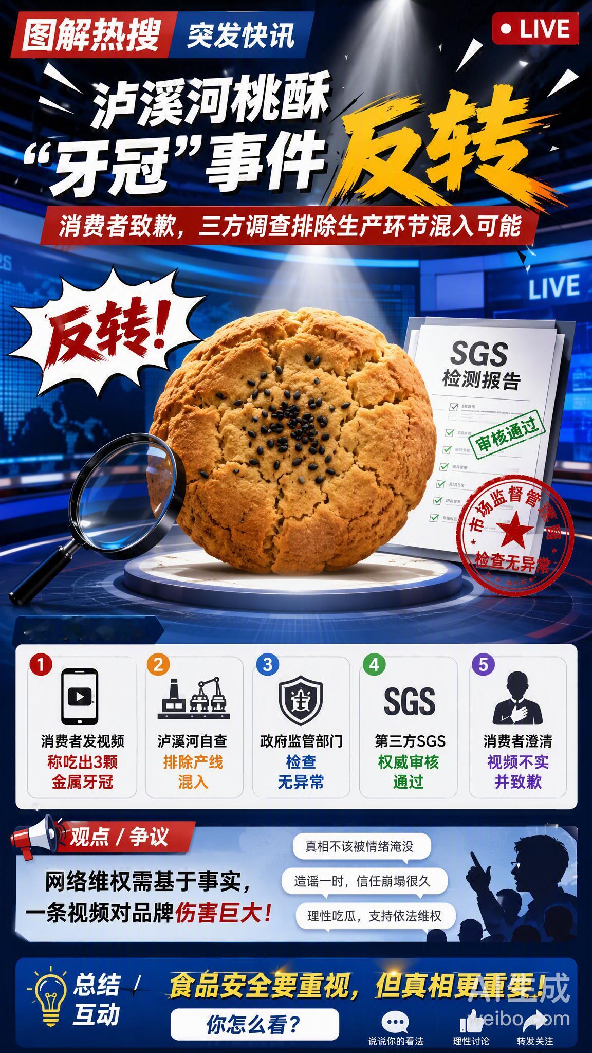 泸溪河桃酥吃出牙冠这事儿，反转得比剧情还快。多方排查下来，生产环节混入金属的可能