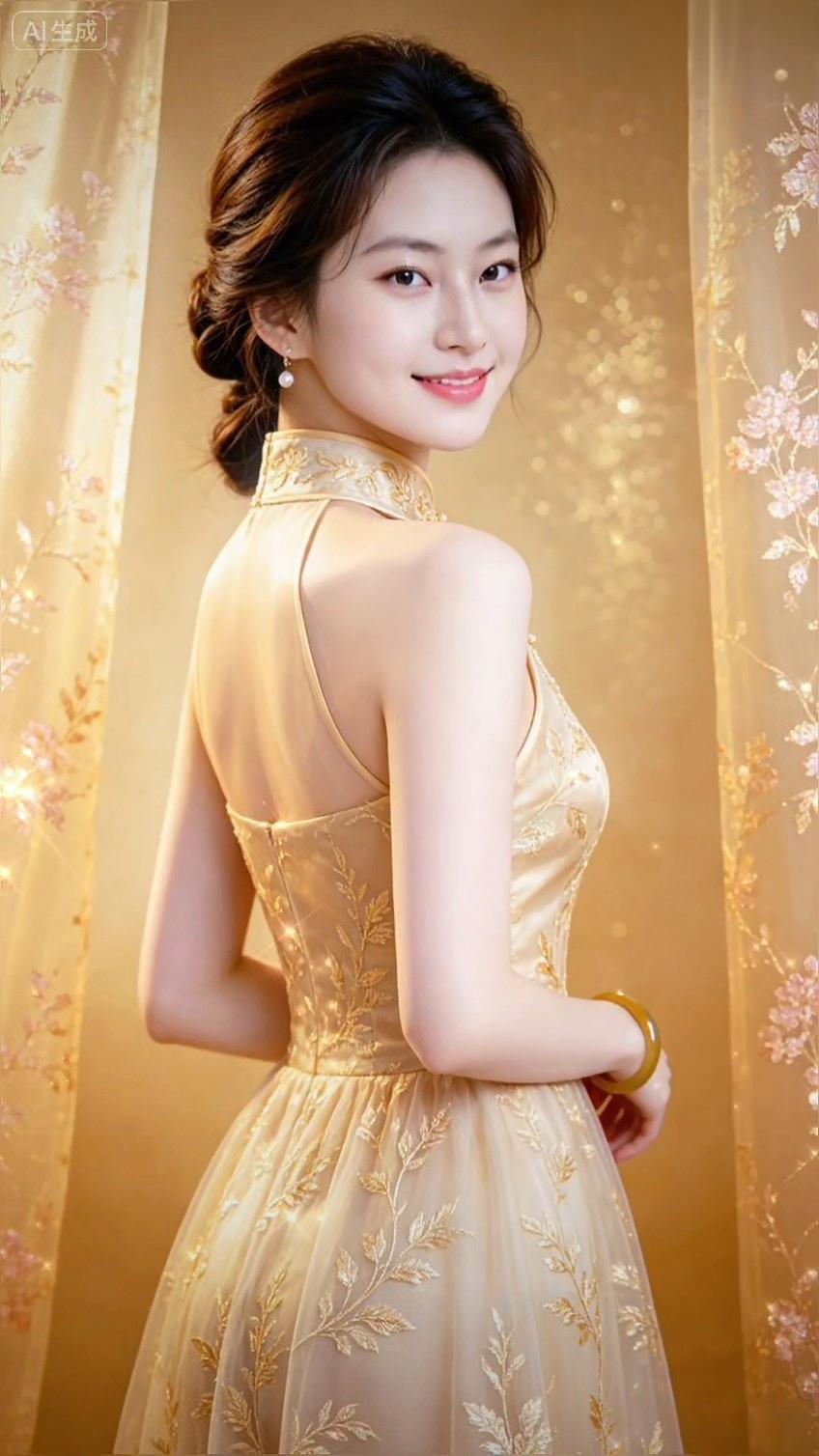 优雅气质，金光闪闪的晚礼服，尽显高贵与美丽！💃✨