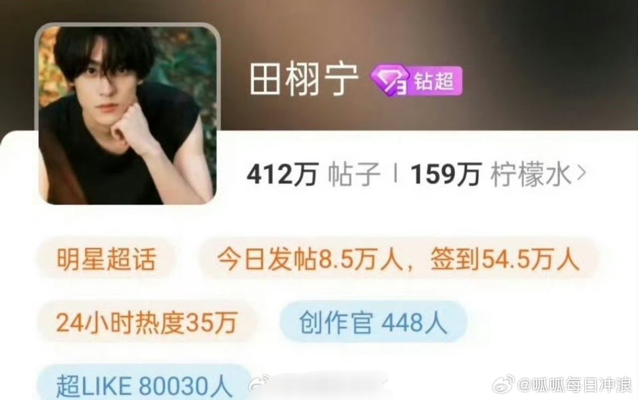 田栩宁超like破8w，放眼整个内娱，这成绩也很能打了吧？[good] ​​​