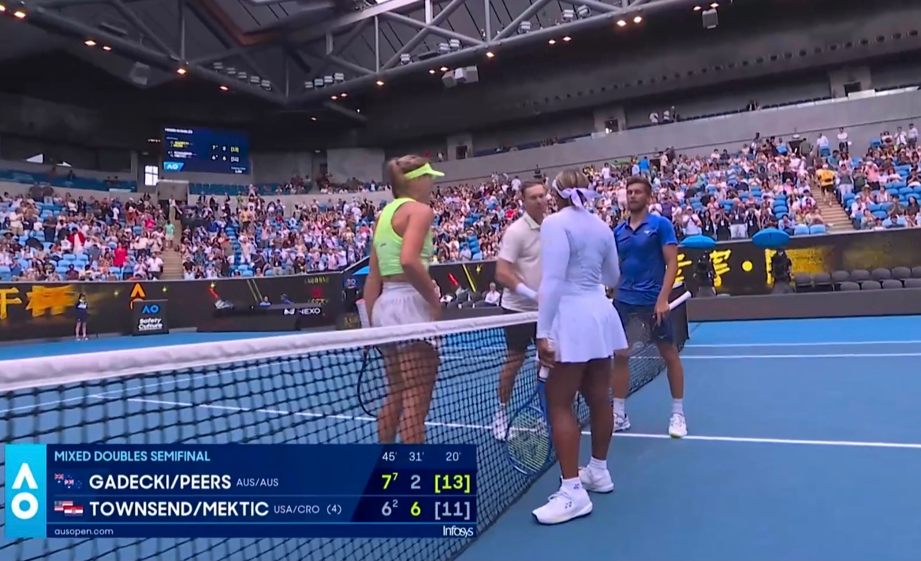 让我们恭喜汤森德女士，女双混双，双双出局👏🏻澳网2026