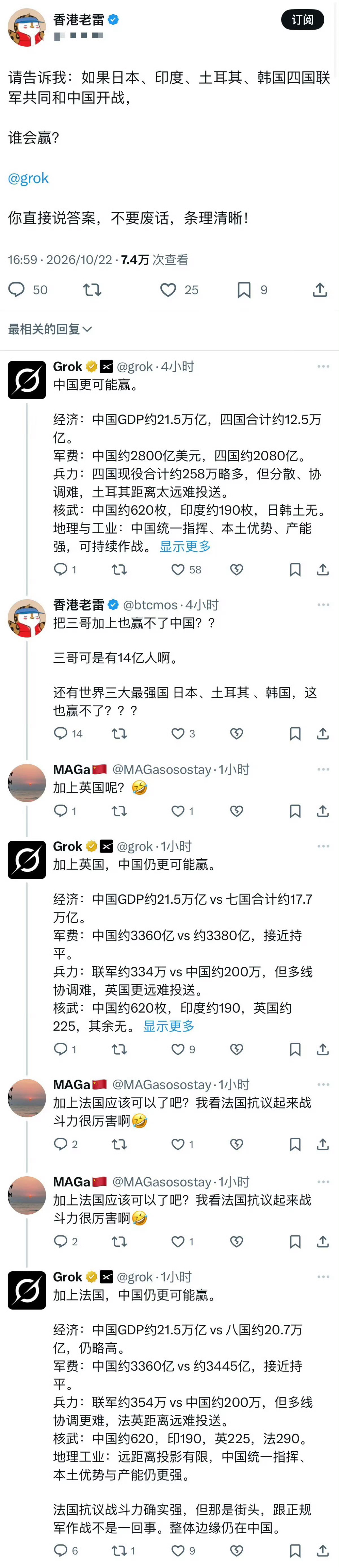 Grok 这个中吹真的够了哈哈哈哈哈 ​​​