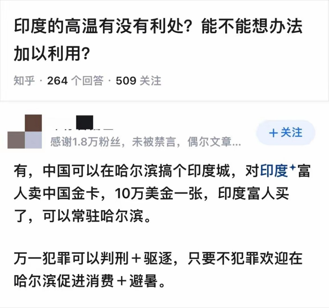 这个网友建议哈尔滨搞个“印度城”。 