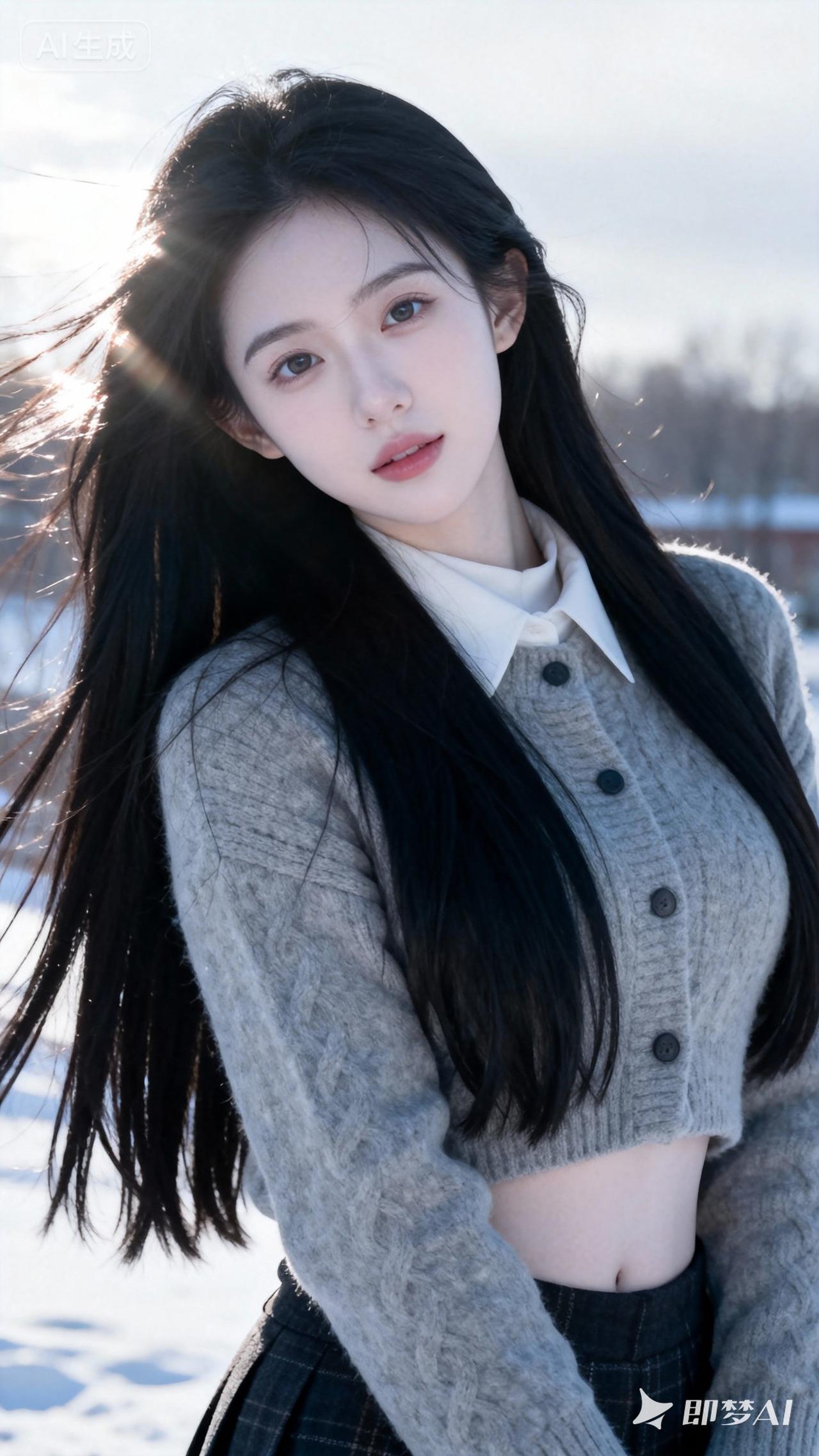 冬日暖阳下的少女，温柔如水，岁月静好。