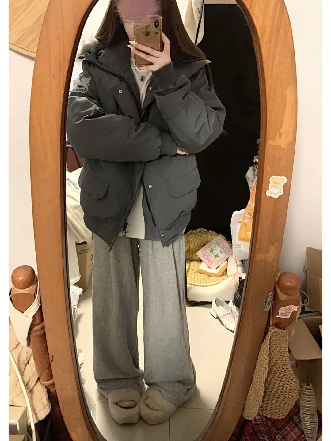 大毛领派克棉服～暖呼呼的！！！