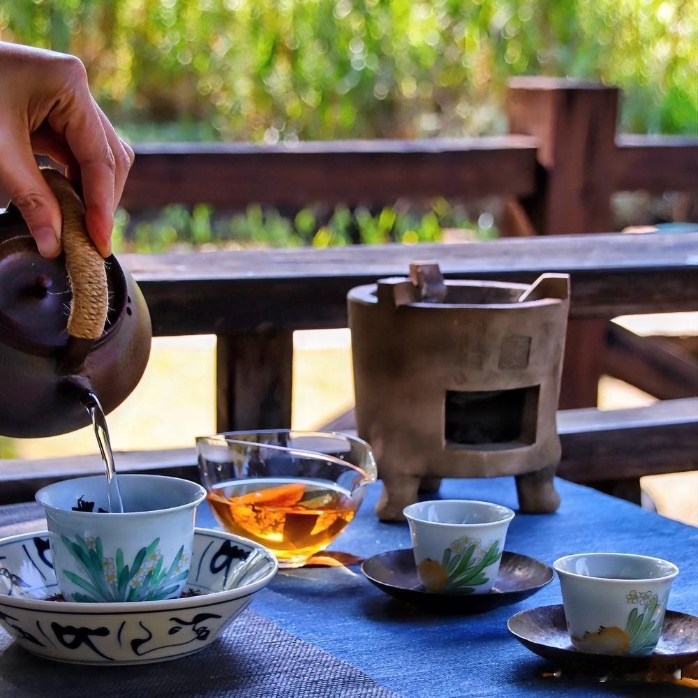 《待茶吟·鹧鸪天体》
炭火初红水沸时，茶烟袅袅绕青瓷。新芽怯浪沉浮处，静待回甘意