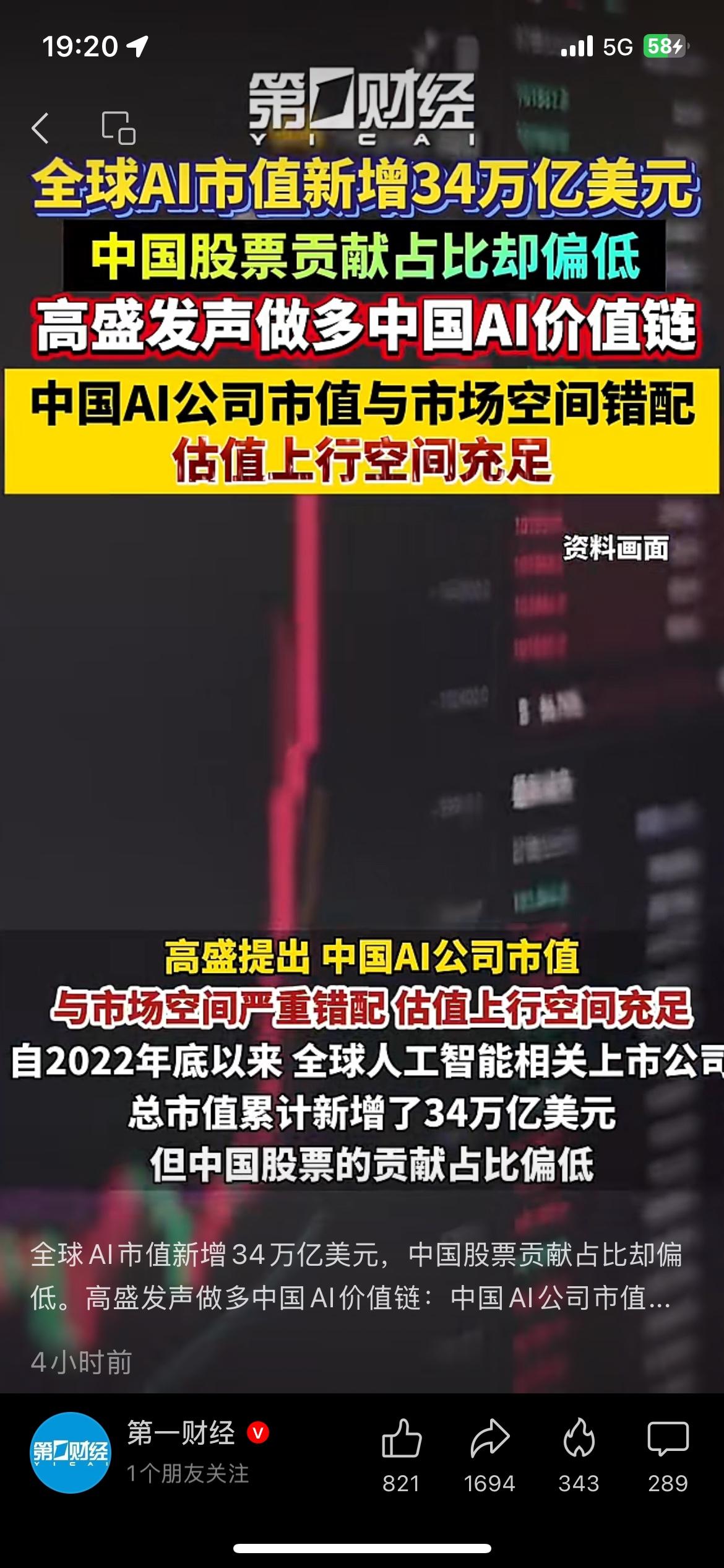 全球AI狂揽34万亿市值，A股却严重掉队！高盛喊话：国产AI该抄底了
全球AI产