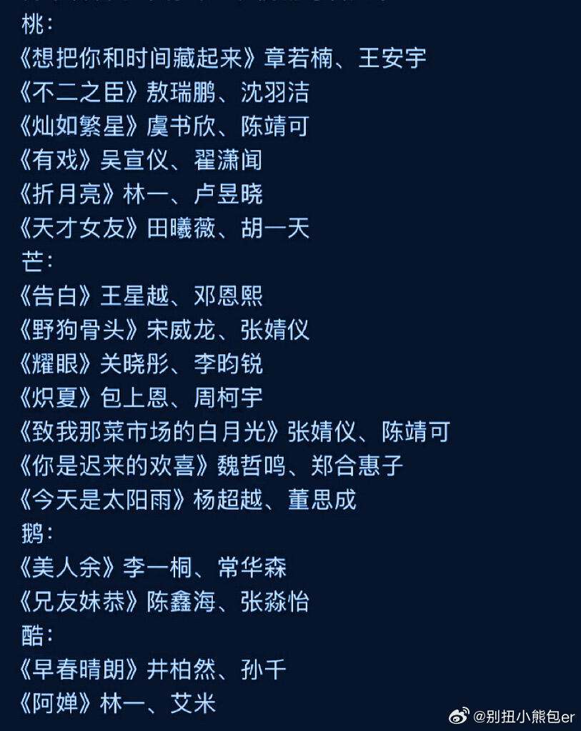 今年现偶也是神仙打架了最最最期待折月亮 灿如繁星 不二之臣啦！！！ 