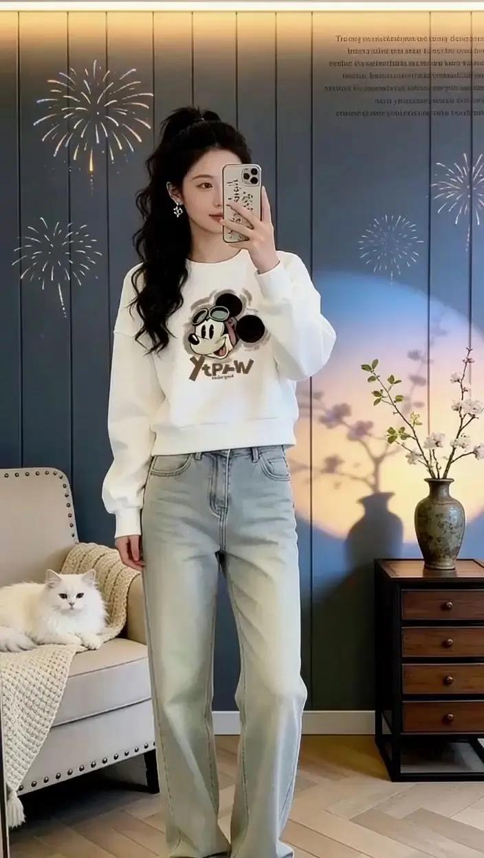 休闲百搭宽松卫衣洋气减龄谁穿谁好看