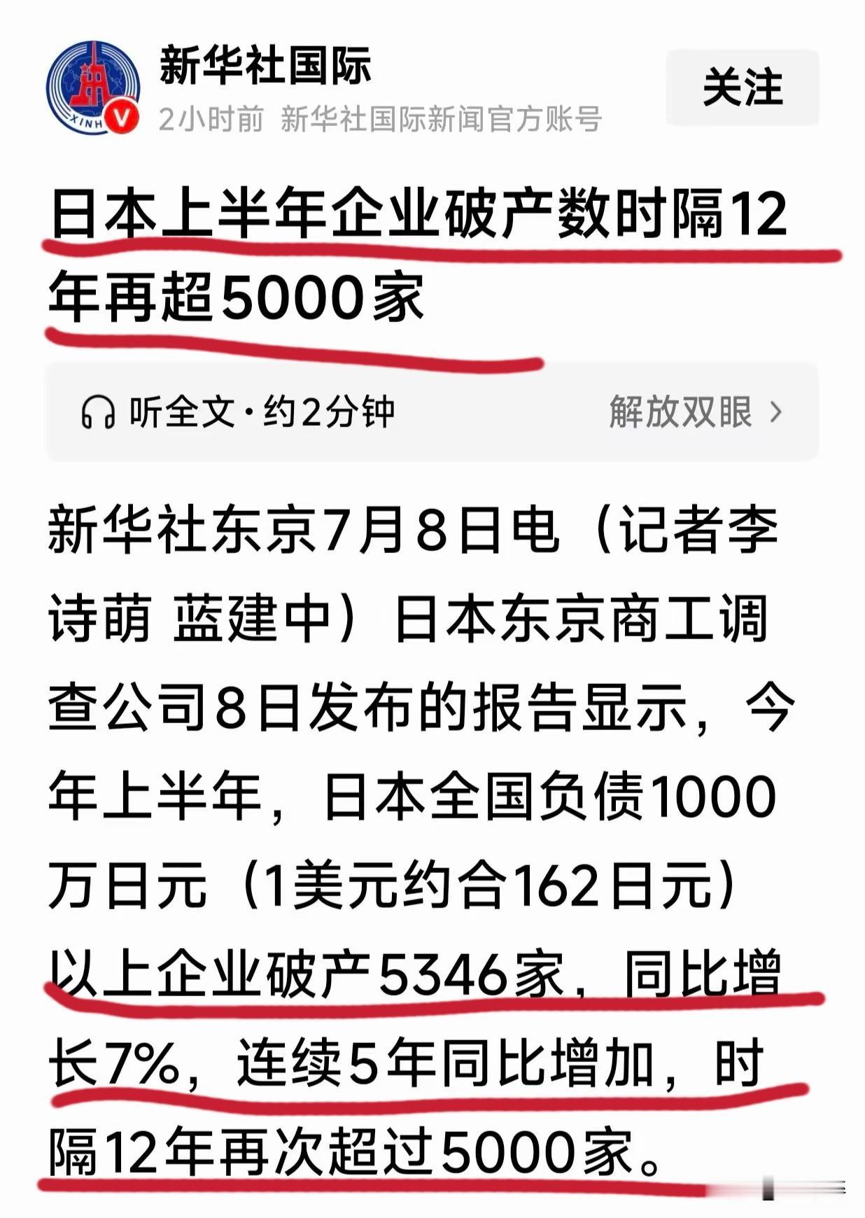 忙着配合老美围堵他国，自家五千企业关门，日本经济早已内忧深重！