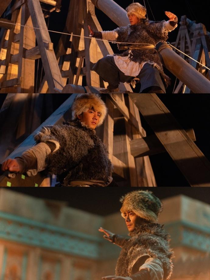 肖战风起云涌江湖间  肖战一组郭靖的片场剧照  肖战的郭靖片场剧照，将江湖的波澜