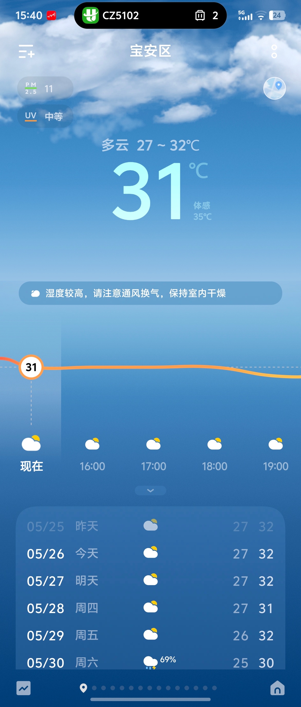 一下飞机人都懵了，今天深圳的天气是又闷又热哇