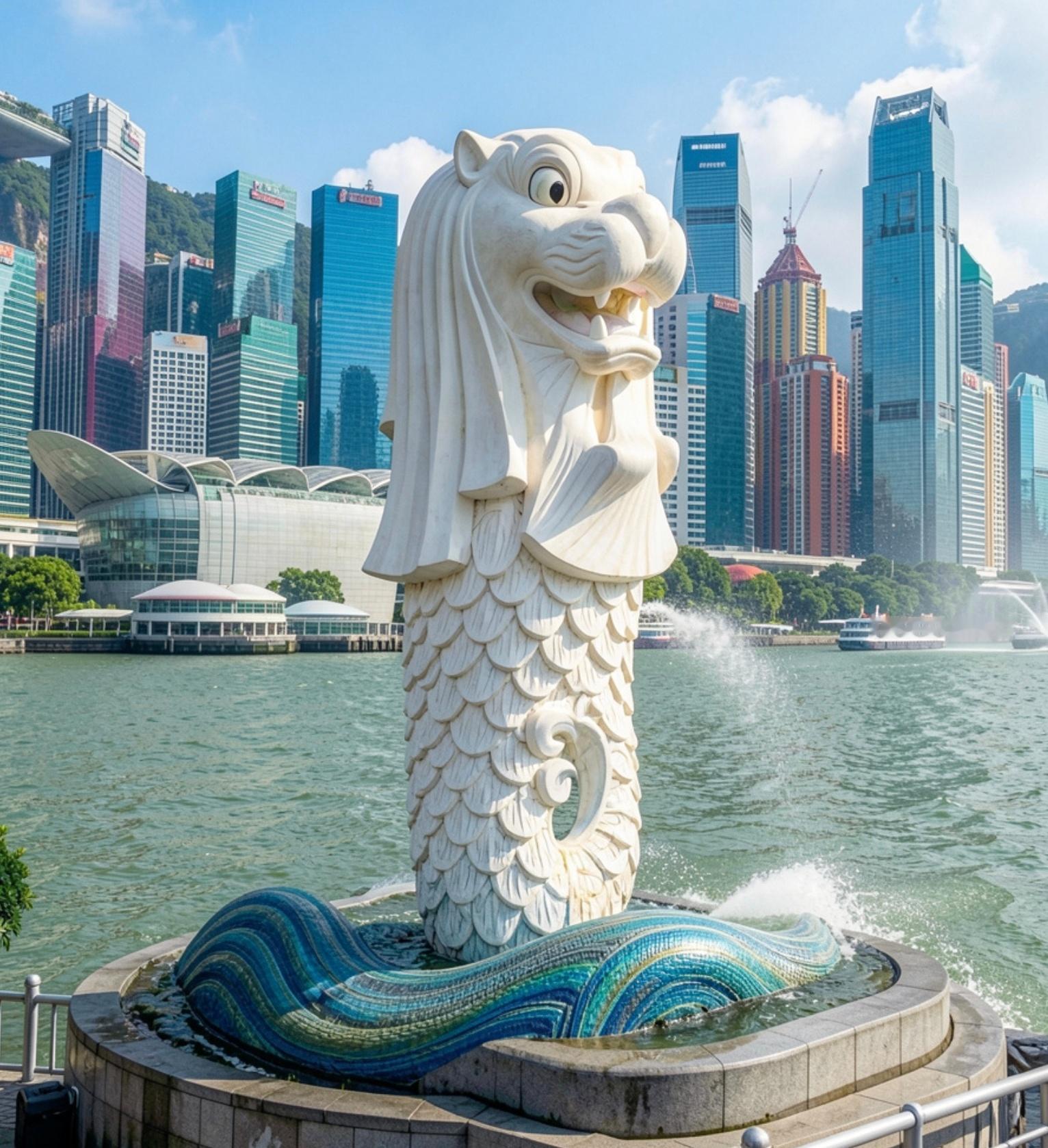 我今天让 AI 帮我生成一张新加坡地标建筑物的图片我也没去过想问问大家这狮子的表