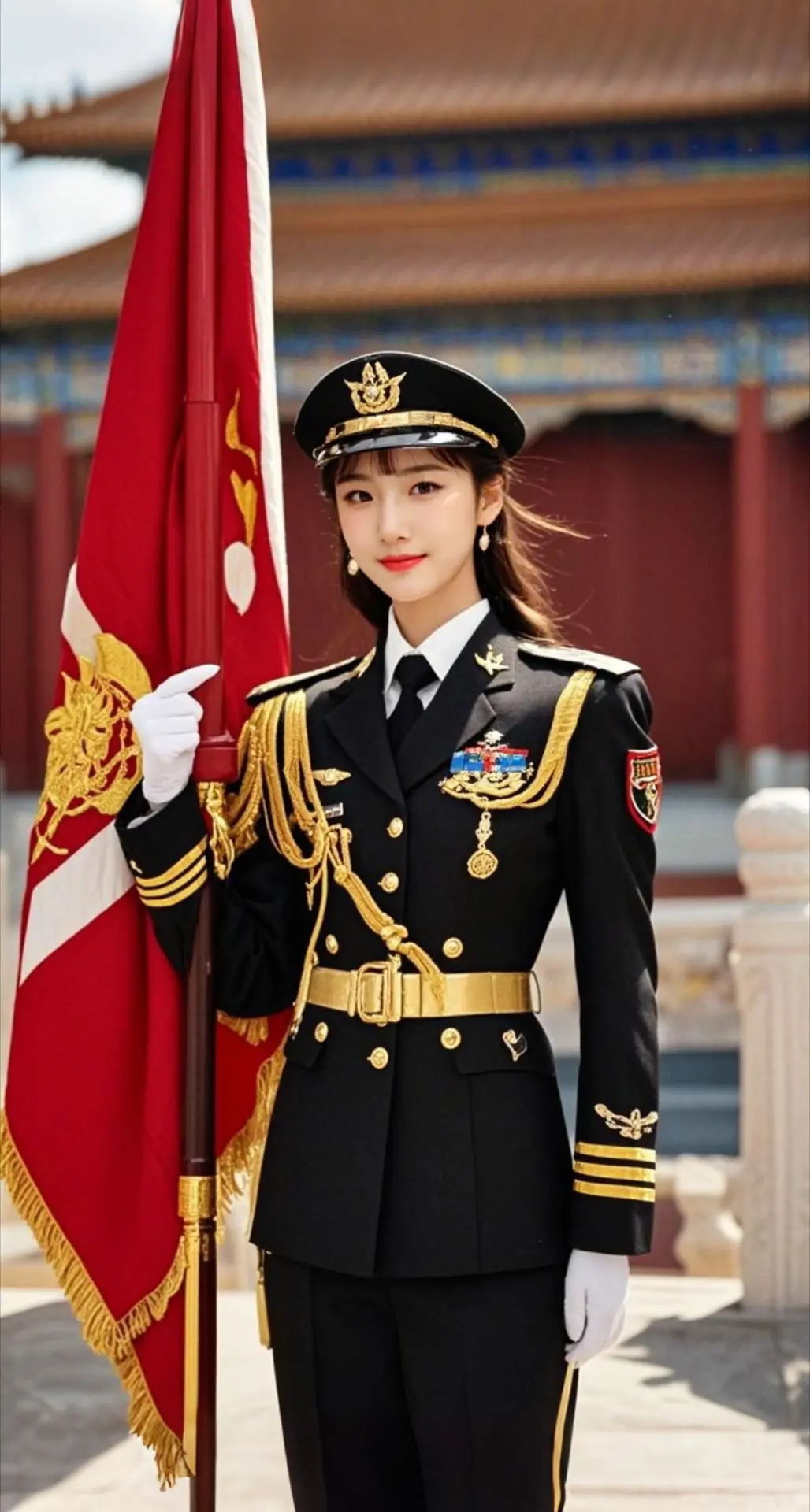 AI扩图 AI守护国旗英姿