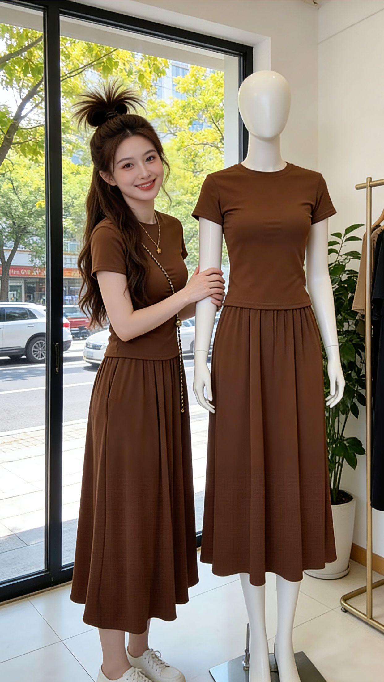 谁懂啊！夏天就爱这种不费力的好看！Danny身上这套焦糖色两件套，不管是逛店挑新