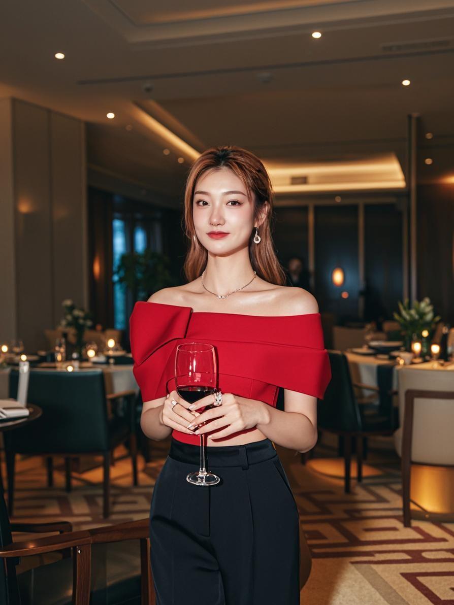 AI红裙晚宴姿 李梦