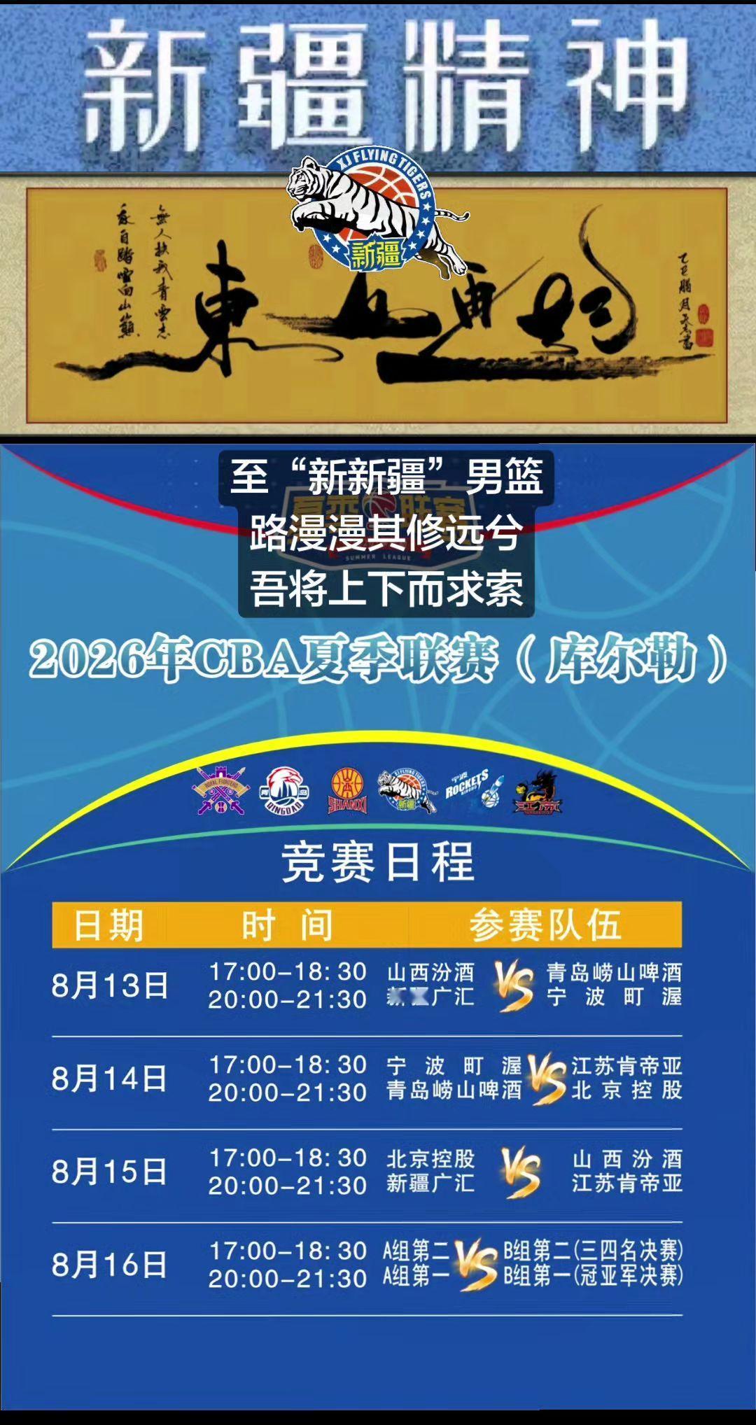 新疆男篮新征程，从2026-27赛季夏季联赛从库尔勒站开始，其中有新疆男篮，山西
