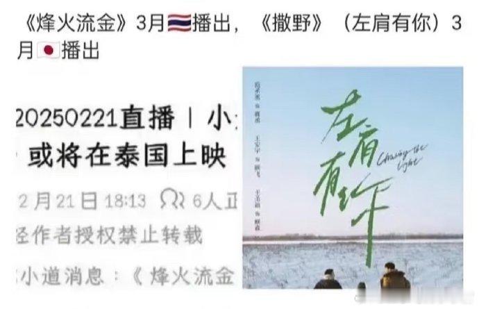 网传《烽火流金》和《左肩有你》要在国外播出，大家期待吗[doge] 
