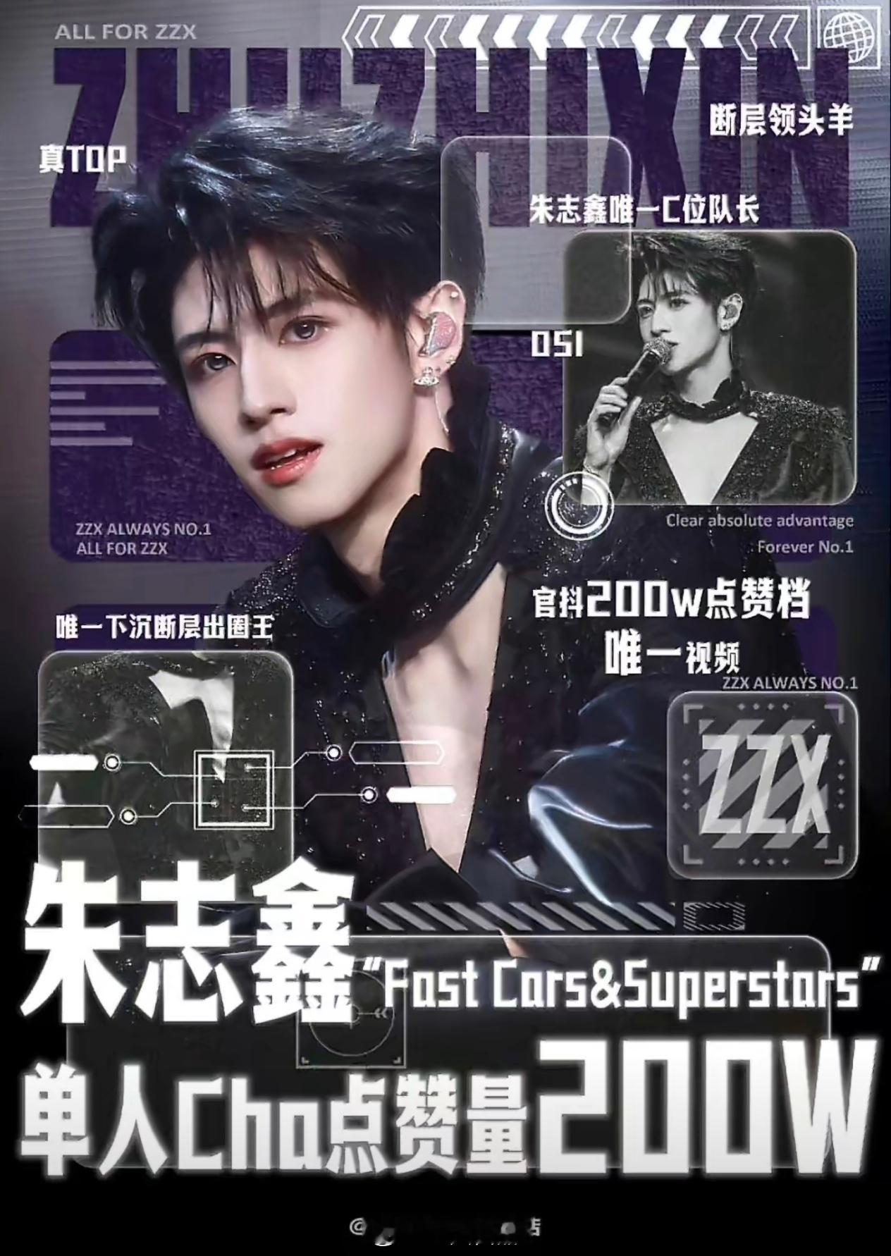 恭喜朱志鑫《fastcars&superstars》点赞破200万是Top唯一一