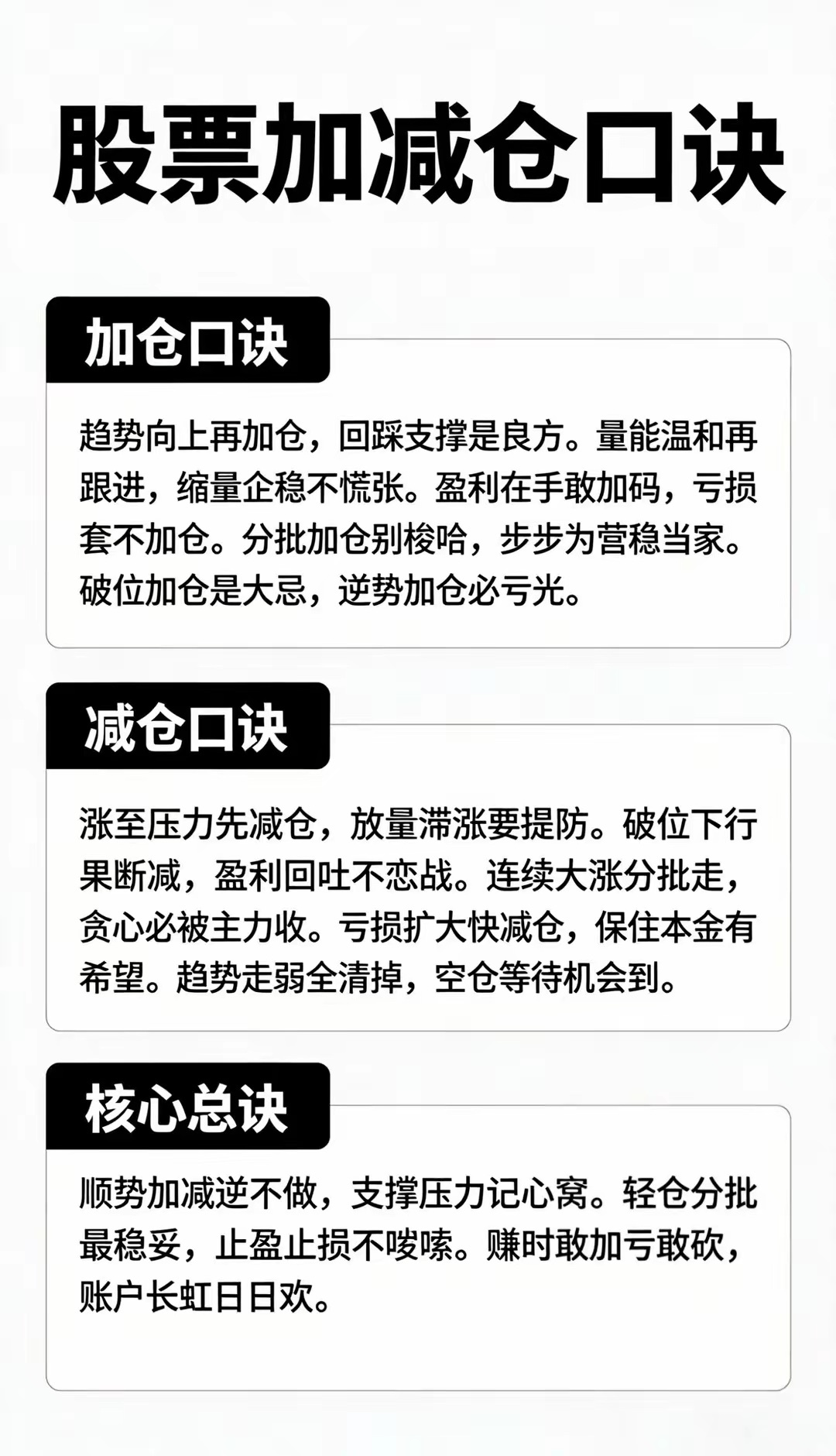 股票加减仓口诀 