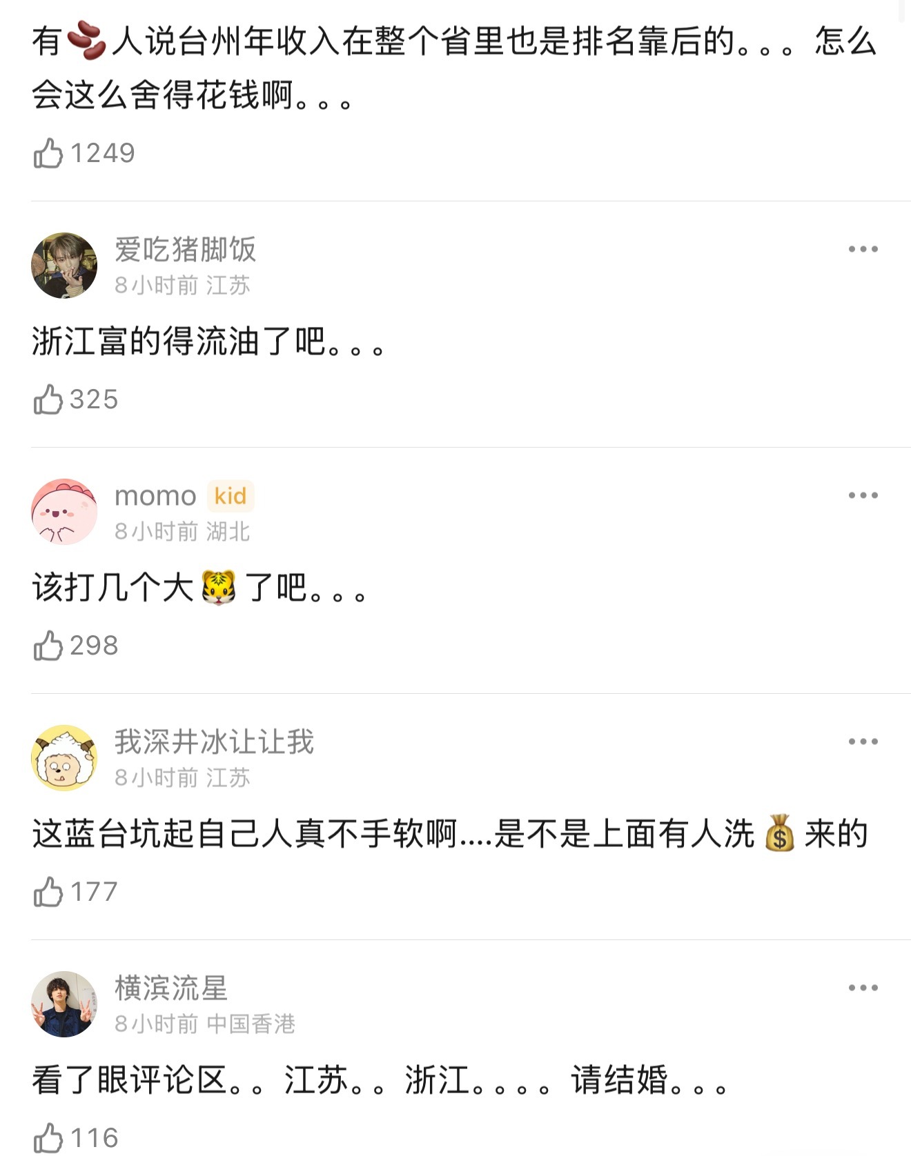 浙江台州也出名了，给跑男1980w，给十个勤天500w，给某综艺2000w，但是
