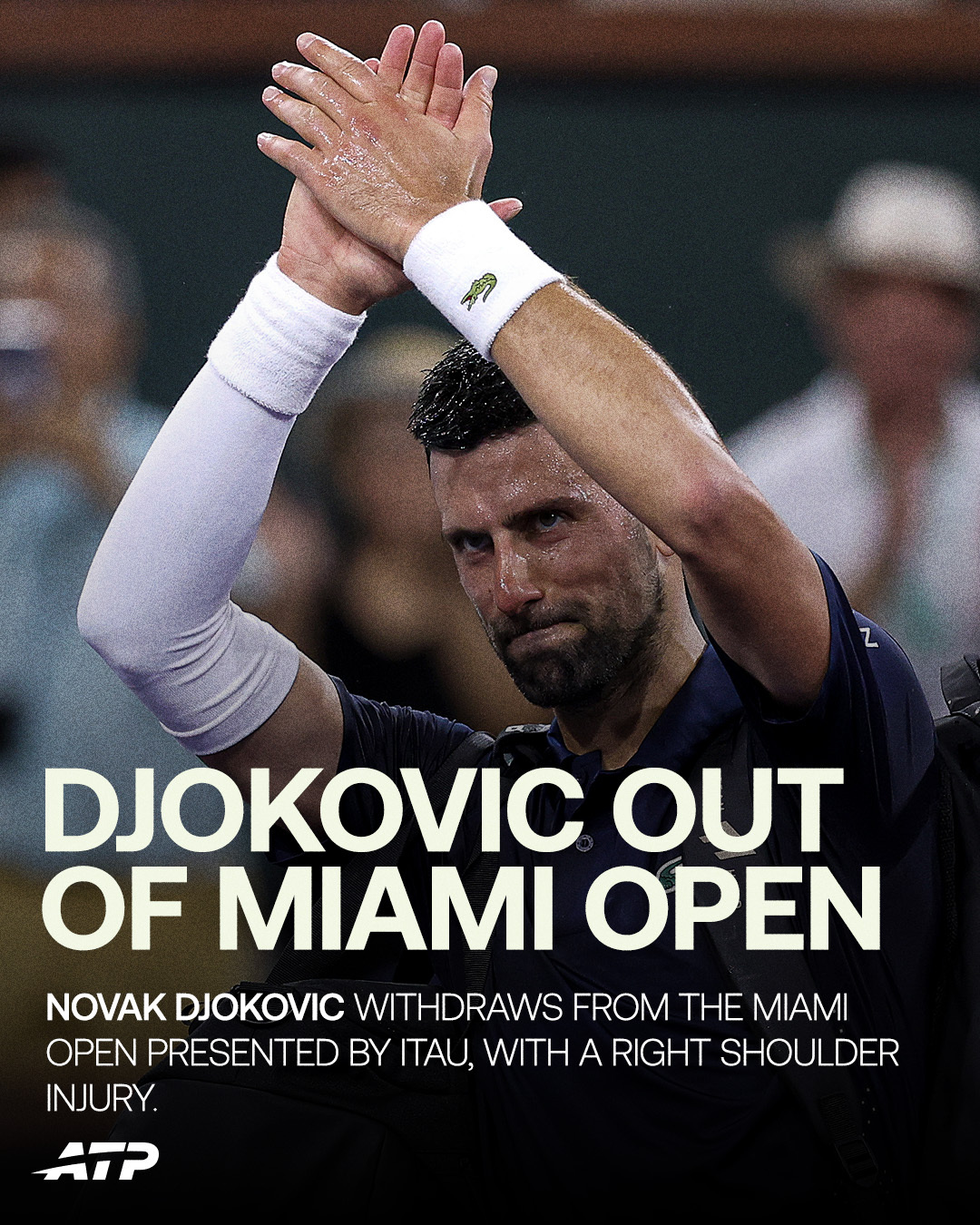 小德因右肩肩伤退出2026迈阿密大师赛，好好休息迎接红土赛季🙏🏻IdemoN