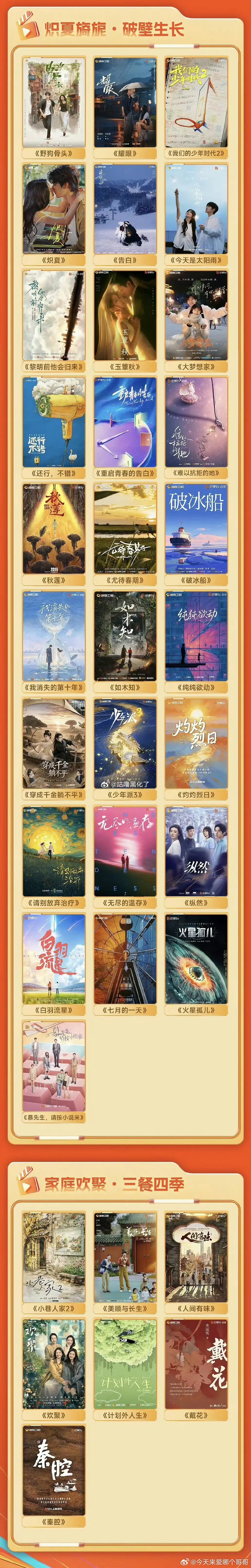 芒果大剧片单来了，想看哪部🙋 