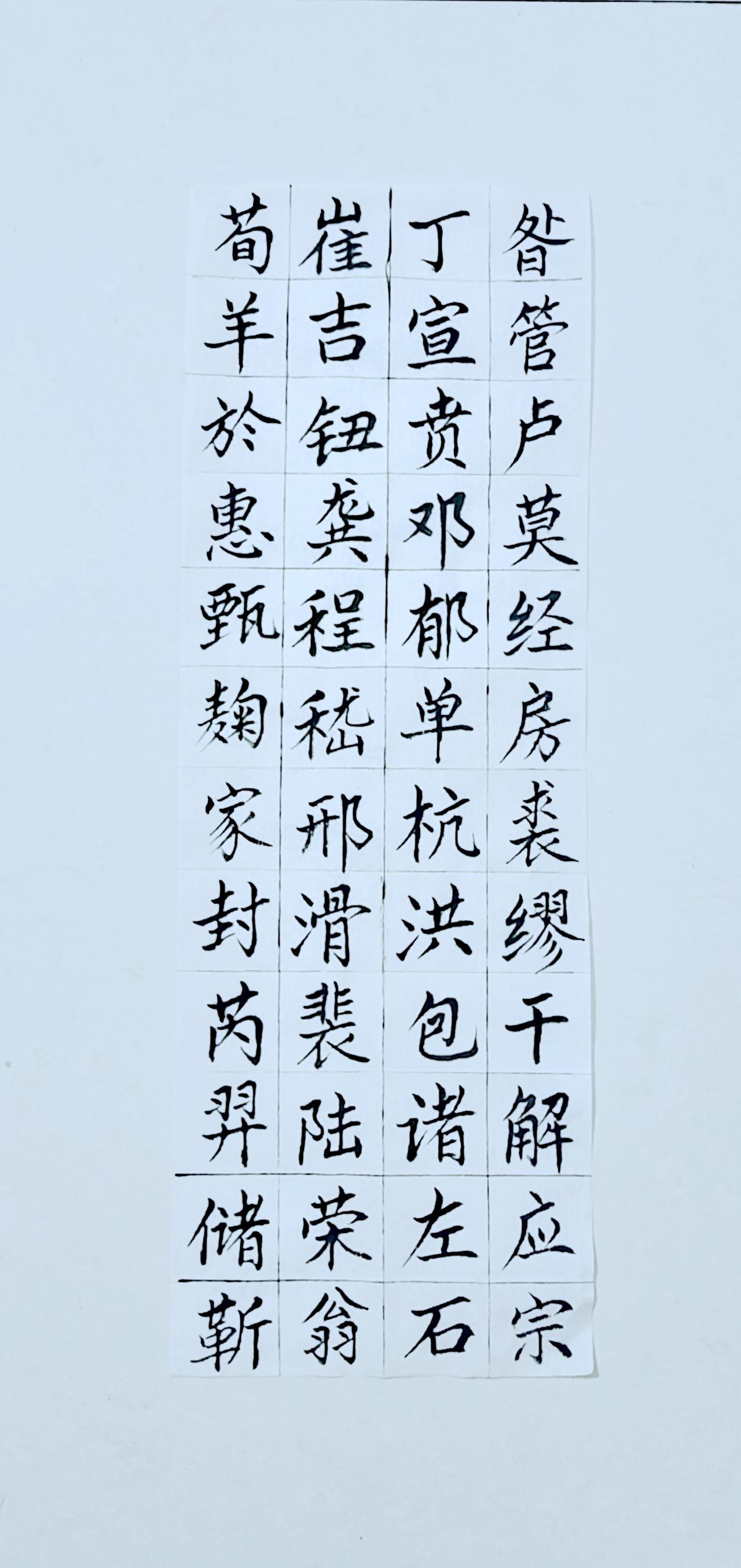 第七十天《百家姓》（5）正楷毛笔练习
