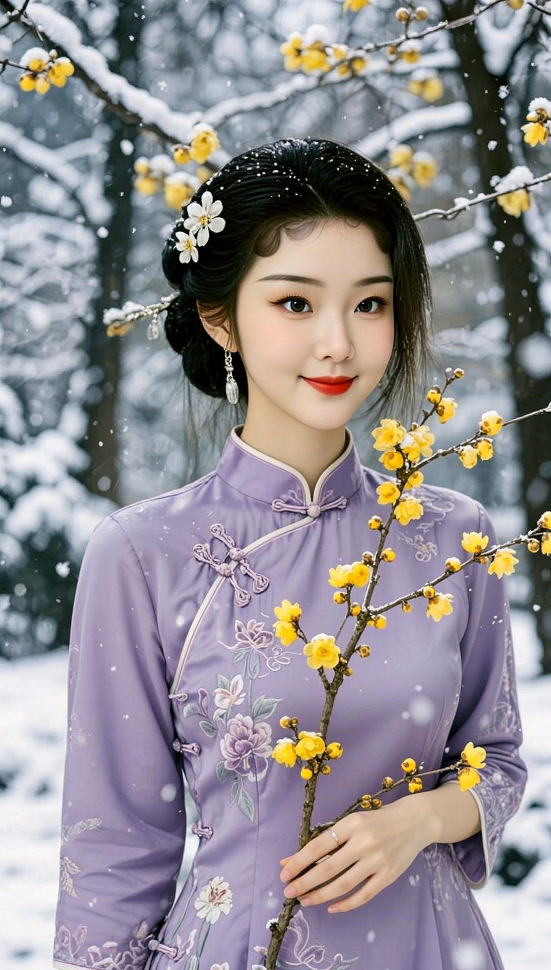 AI冬雪旗袍美人