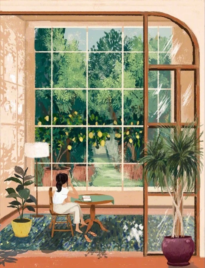 理想中的家意大利插画师Lida Ziruffo的作品，落地窗、阳光和植物就是理想