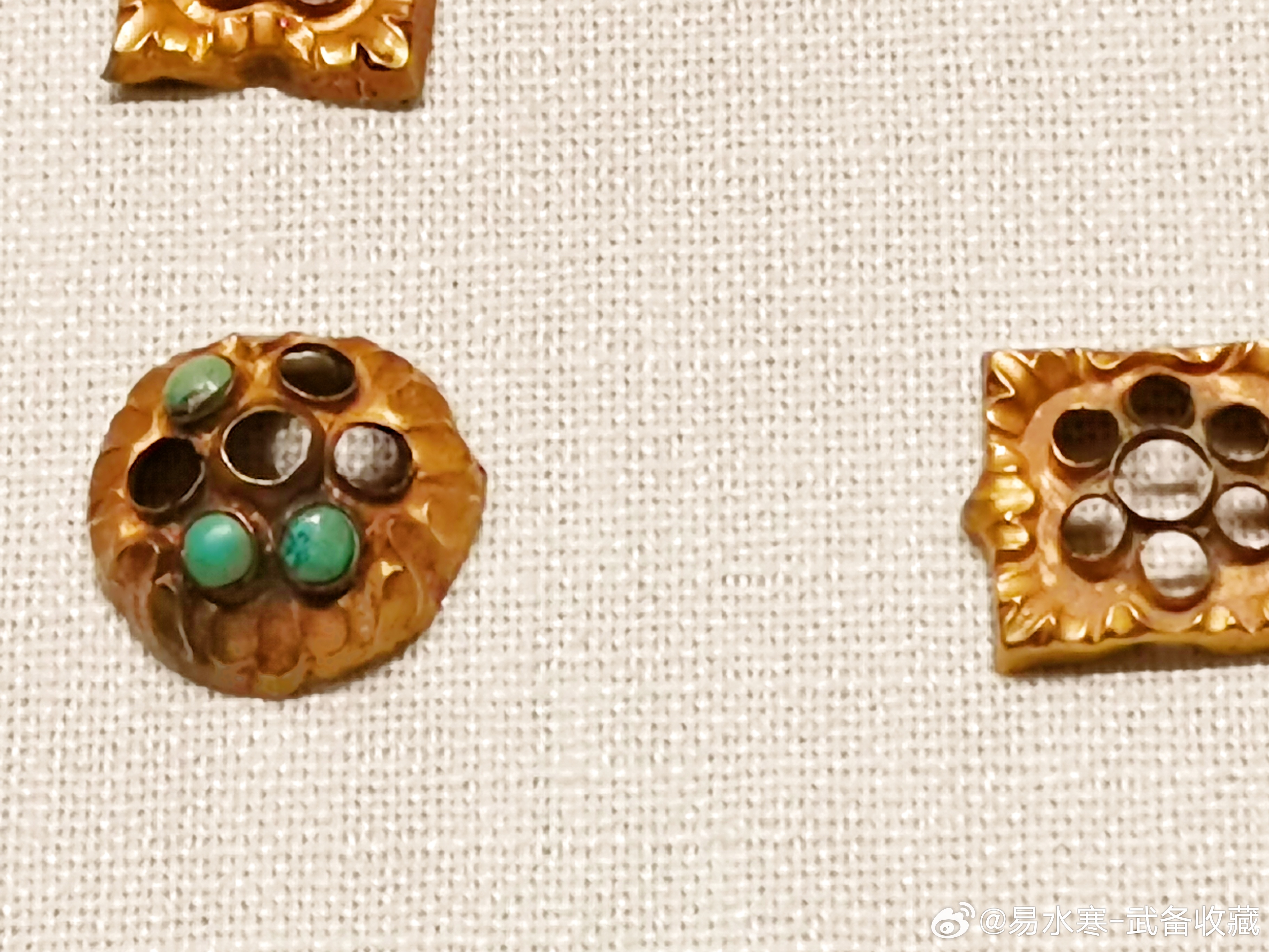 历史文物文物 吐蕃镶绿松石金带 