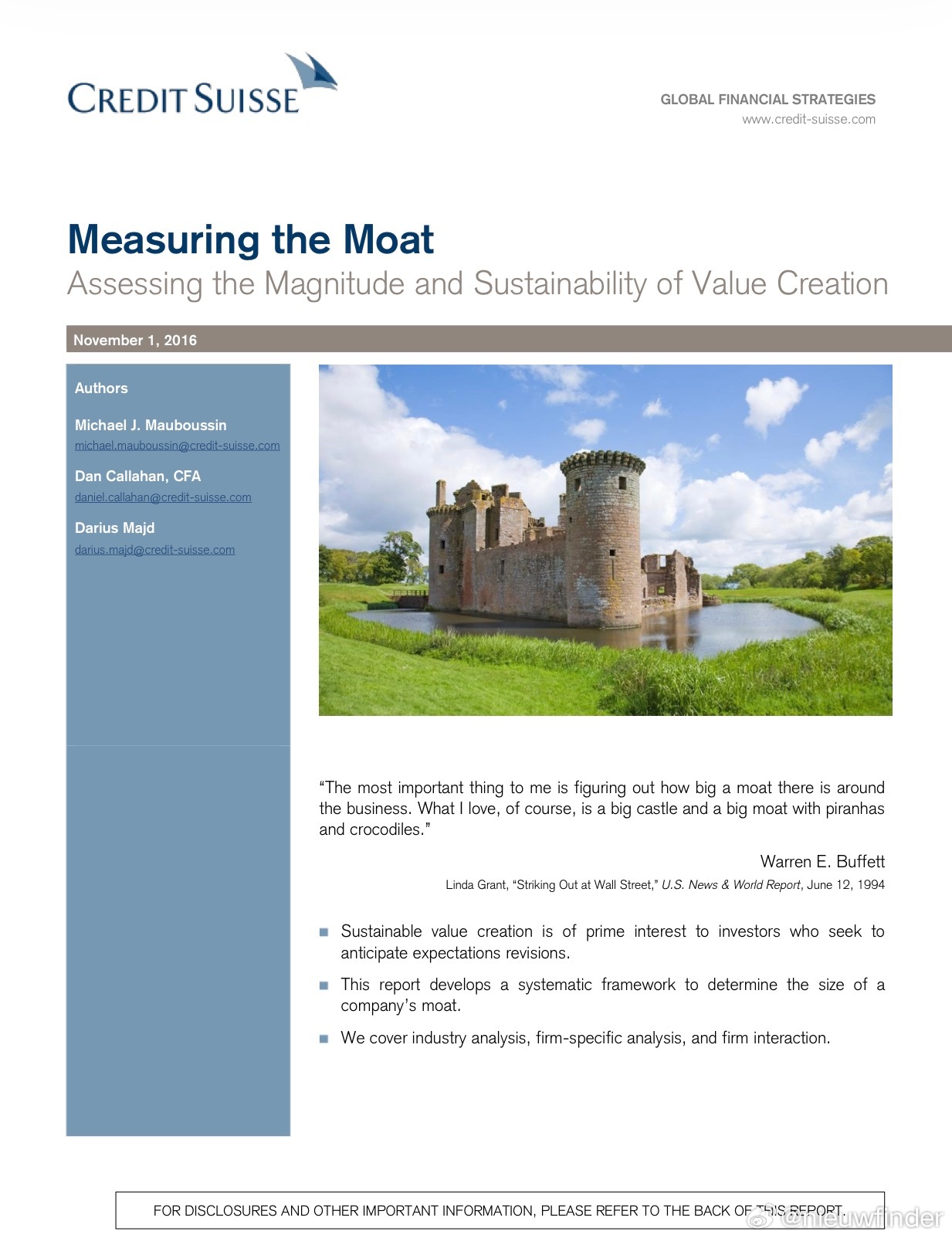 贴一篇十年前的经典研报“Measuring the Moat: Assessin