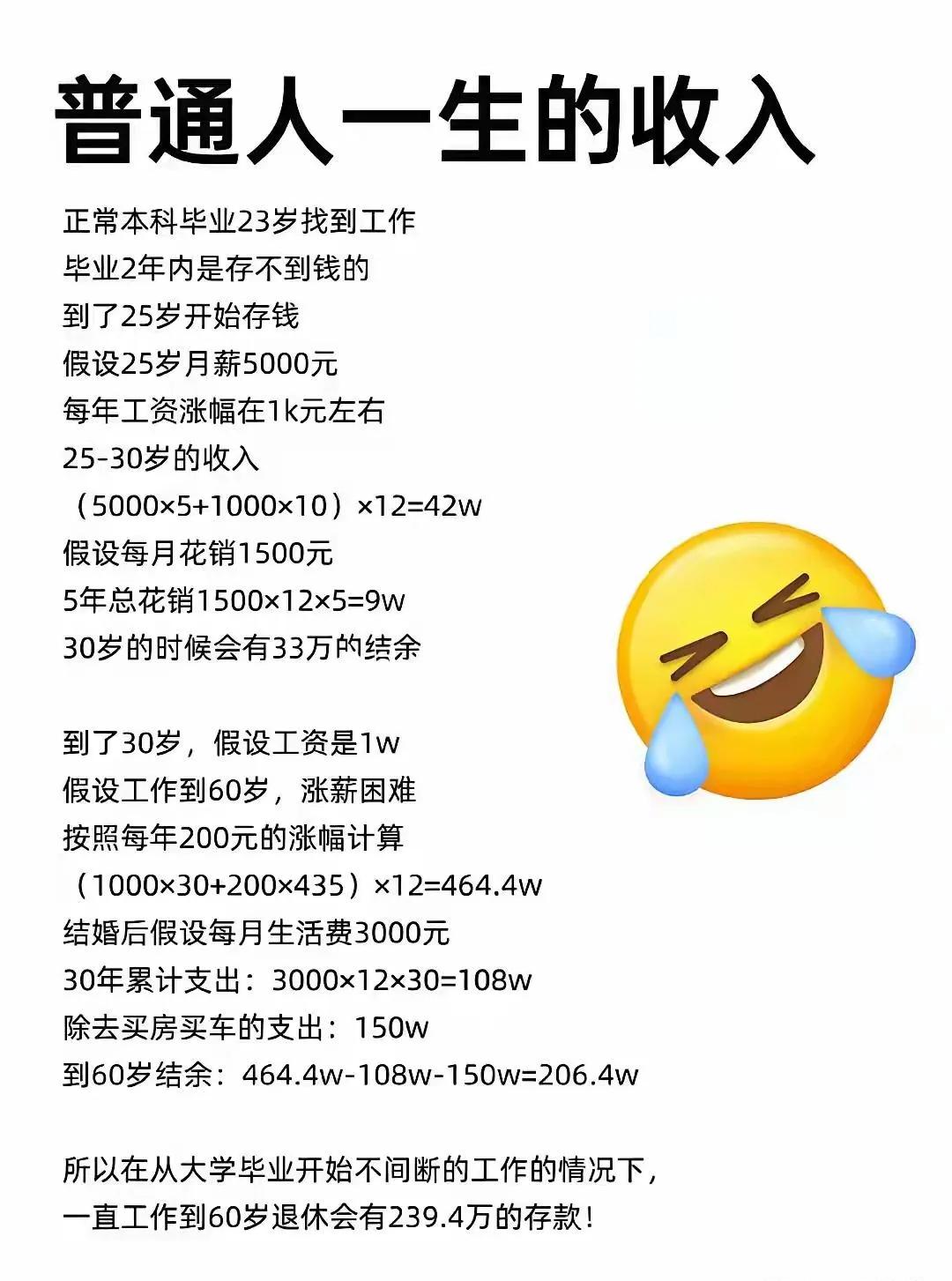 普通人一生的收入，真是扎心了。。月入过万很难？ 你有几份收入 成年人好好赚钱 月