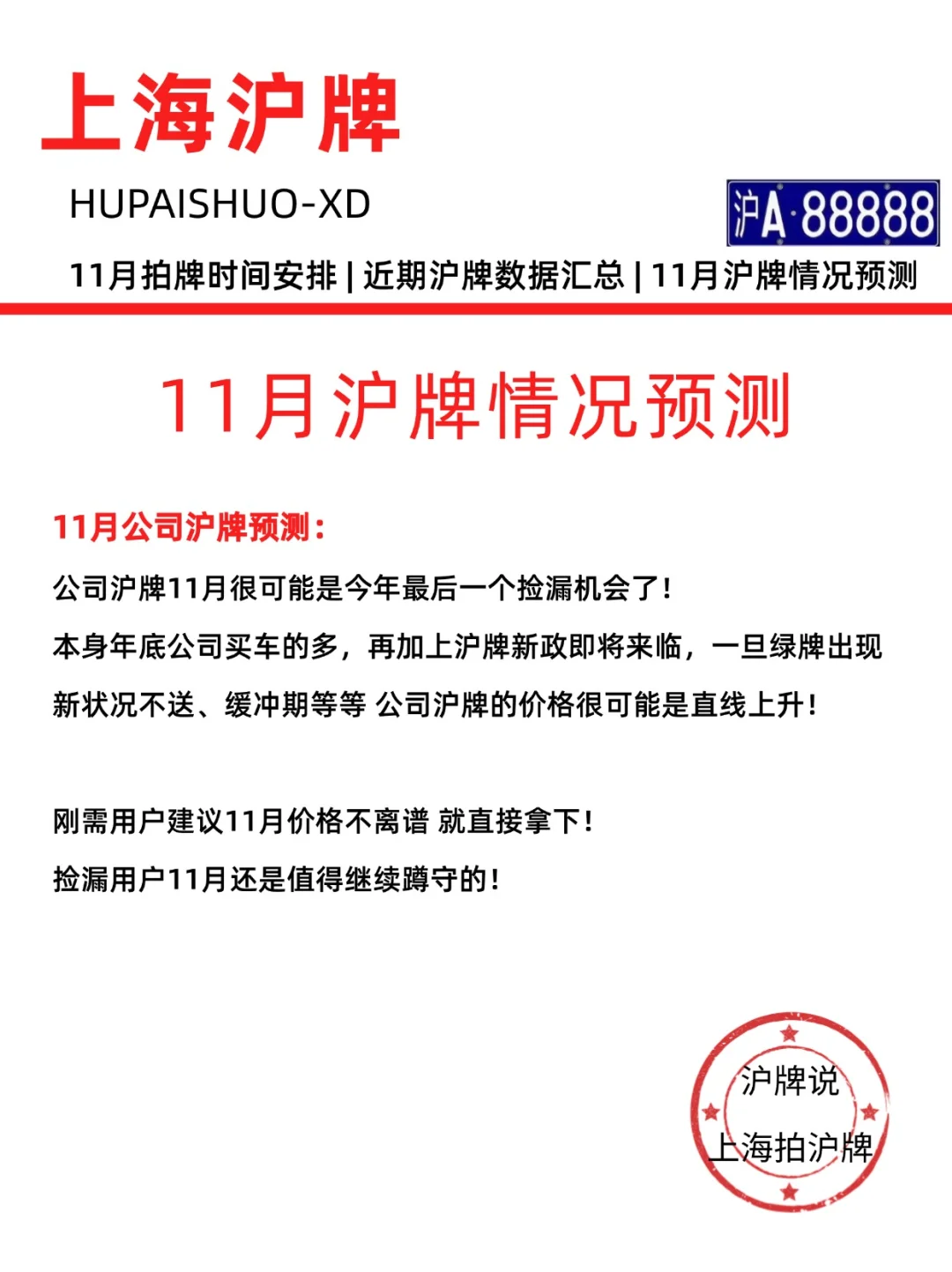 11月沪牌展望😭接下来拍沪牌更加艰难‼️