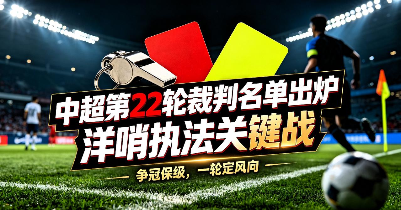 中超22轮裁判名单正式公布！关键战洋哨护航，每一场都决定赛季走向
 
北京时间8