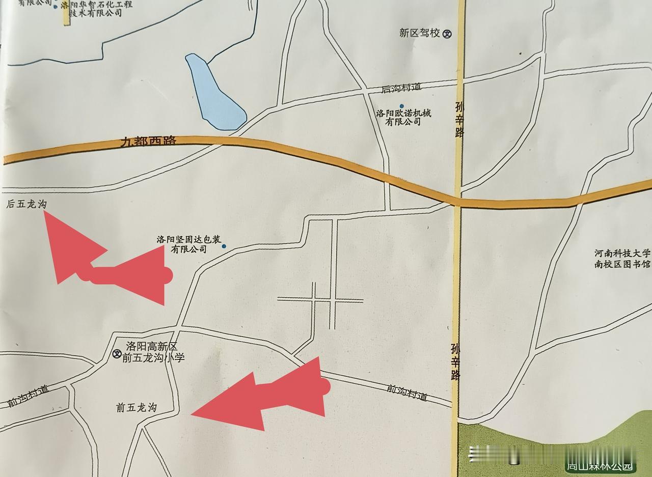 洛阳涧西区周山公园西边秦阳岭的山坡上有处网红打卡村落，叫“五龙沟”村，分前、后五