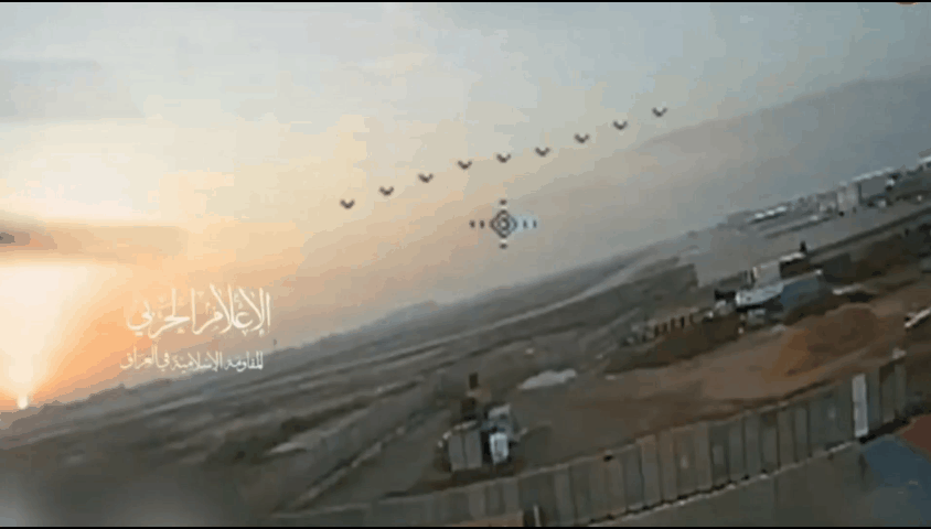 伊拉克伊斯兰抵抗组织发布了用FPV无人机袭击美军巴格达胜利基地视频，声称击毁了一