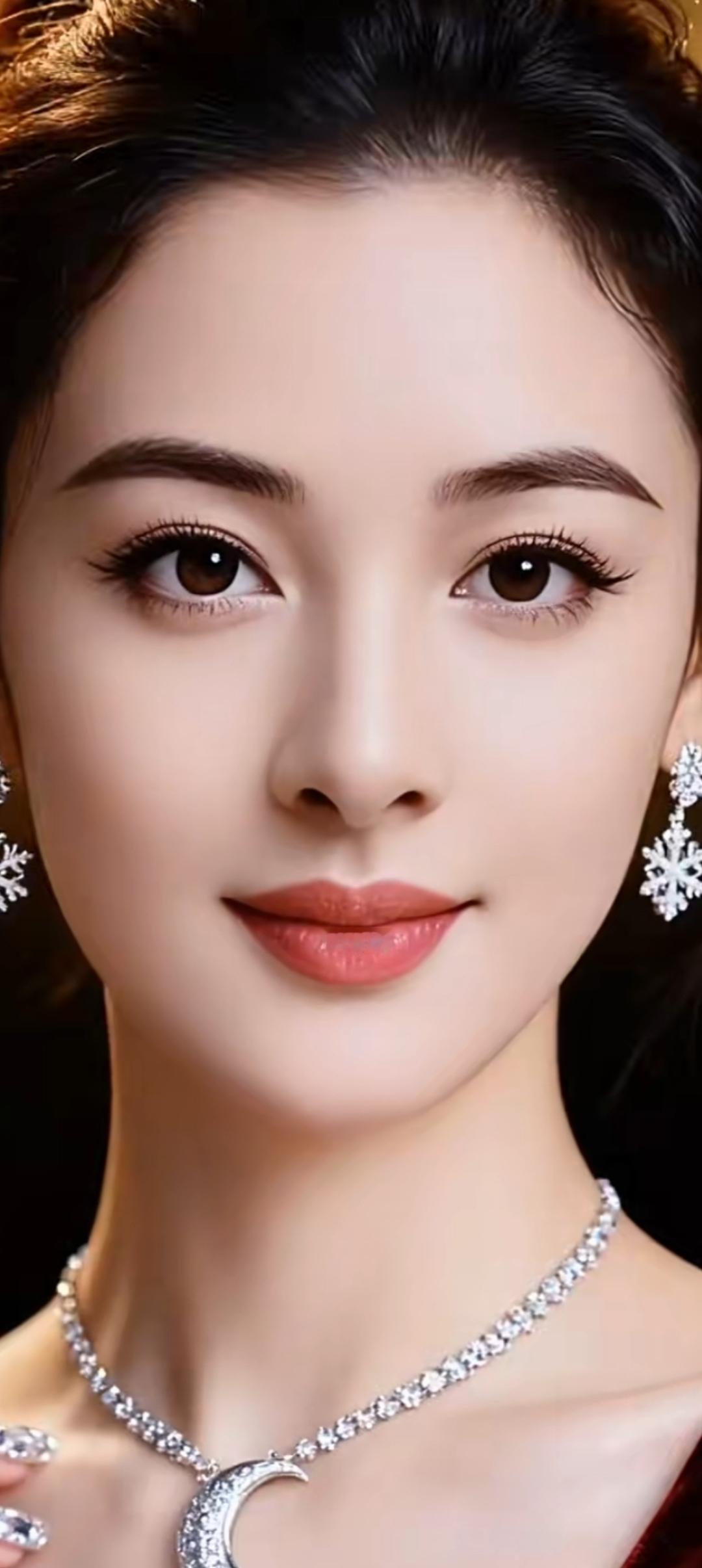 梦幻雪景妆容，闪耀的月牙项链，冬日里的温柔与优雅。