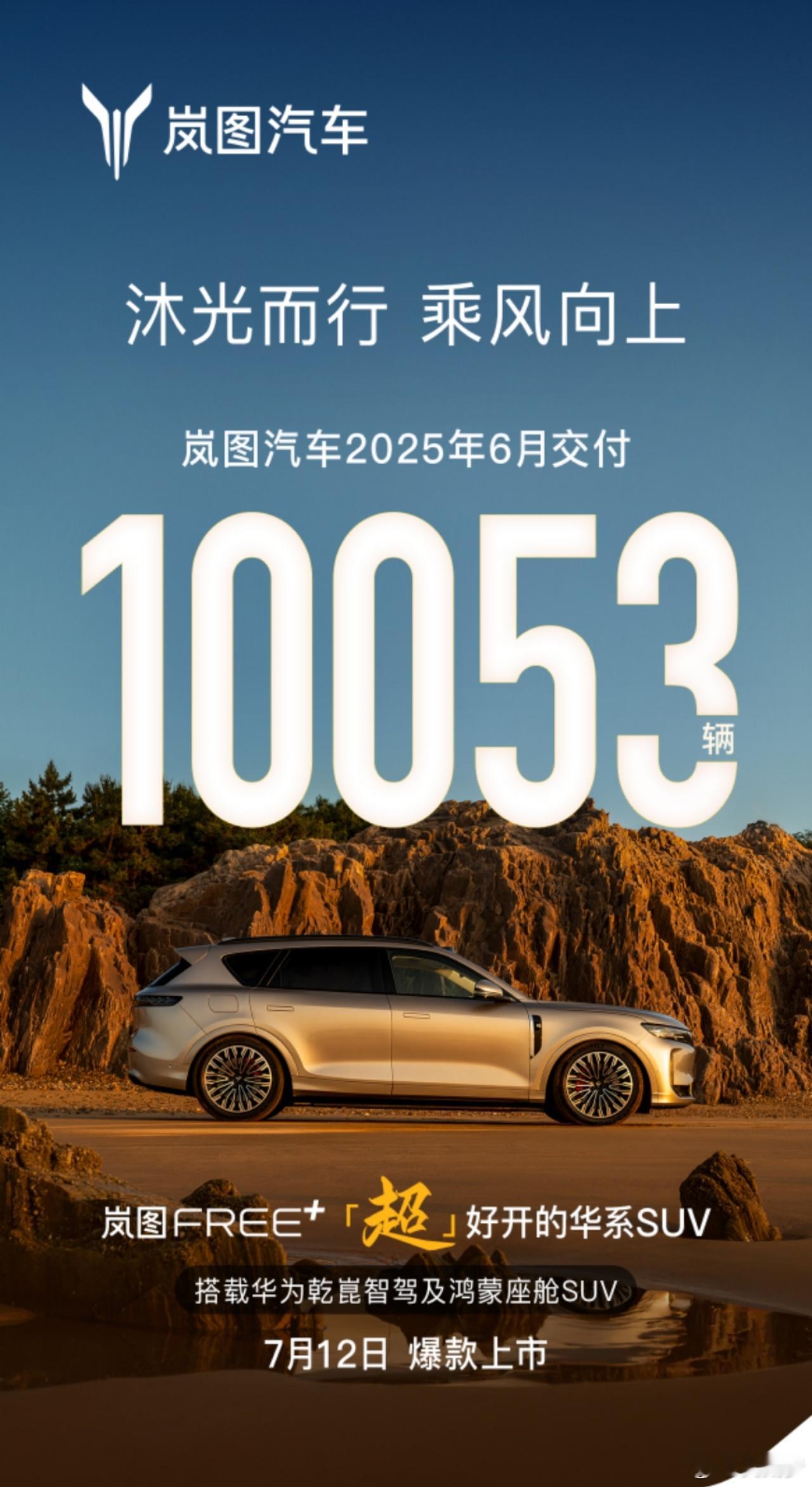 岚图汽车6月销量10053辆！同比增长83%；1-6月，岚图汽车累计销量达 56
